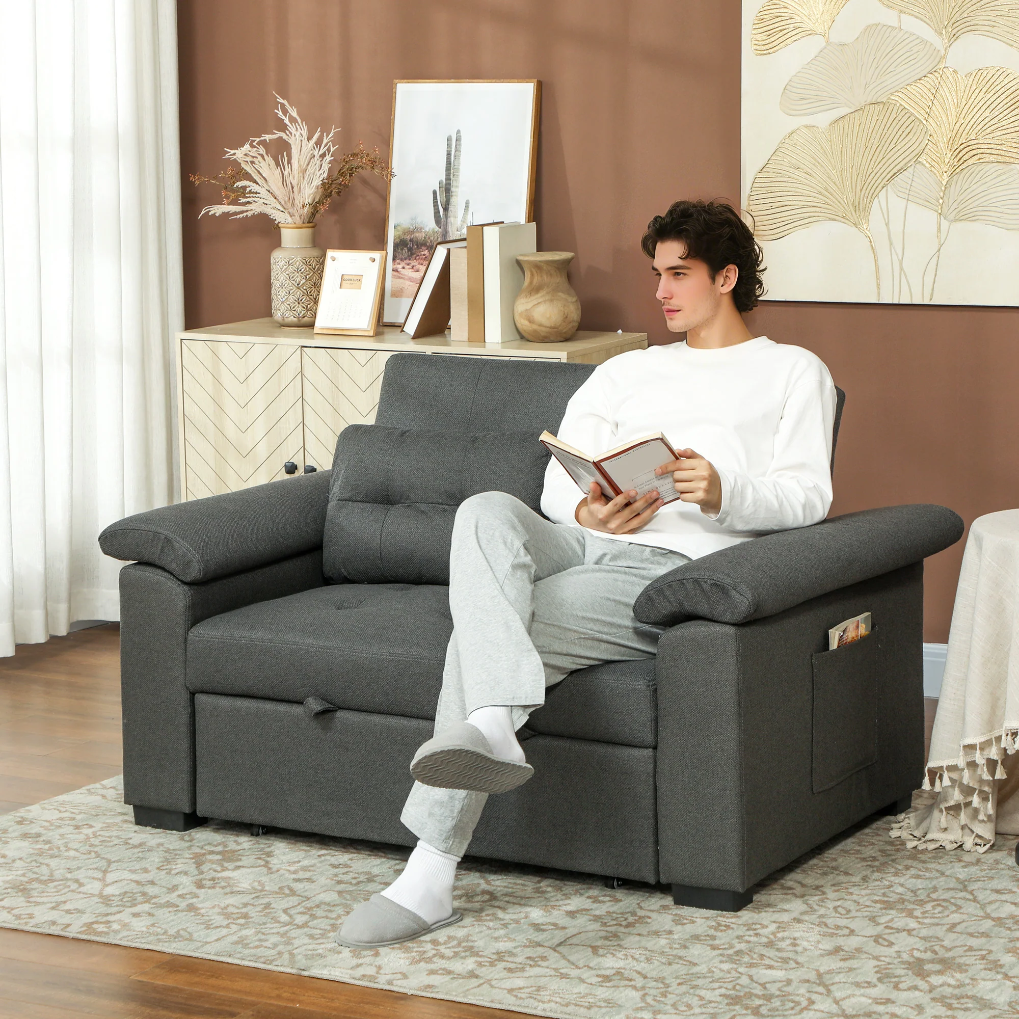 HOMCOM Click Clack Sofa Bed 2 Seater Sofa Bed for Living Room - Image 11