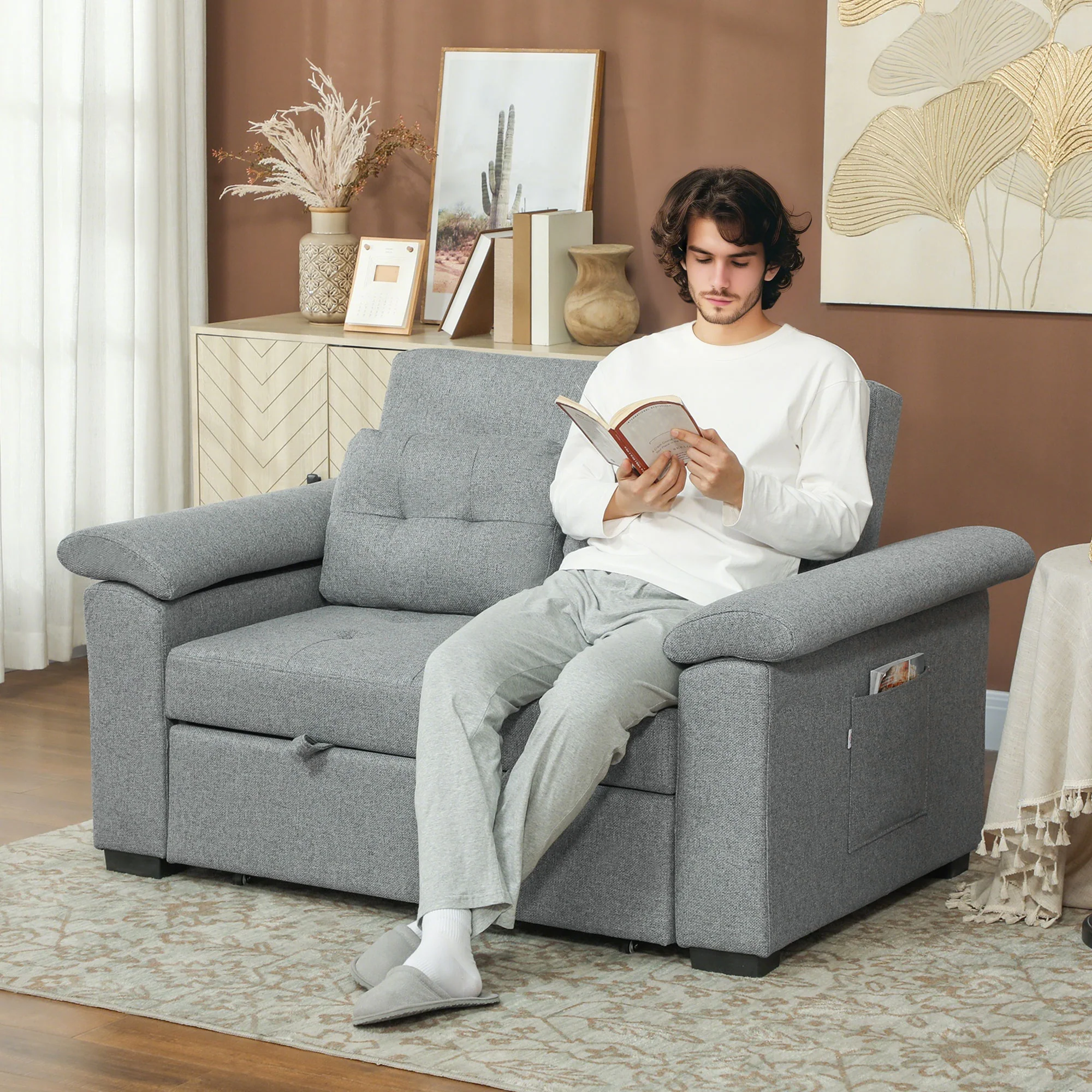 HOMCOM Click Clack Sofa Bed 2 Seater Sofa Bed for Living Room - Image 20