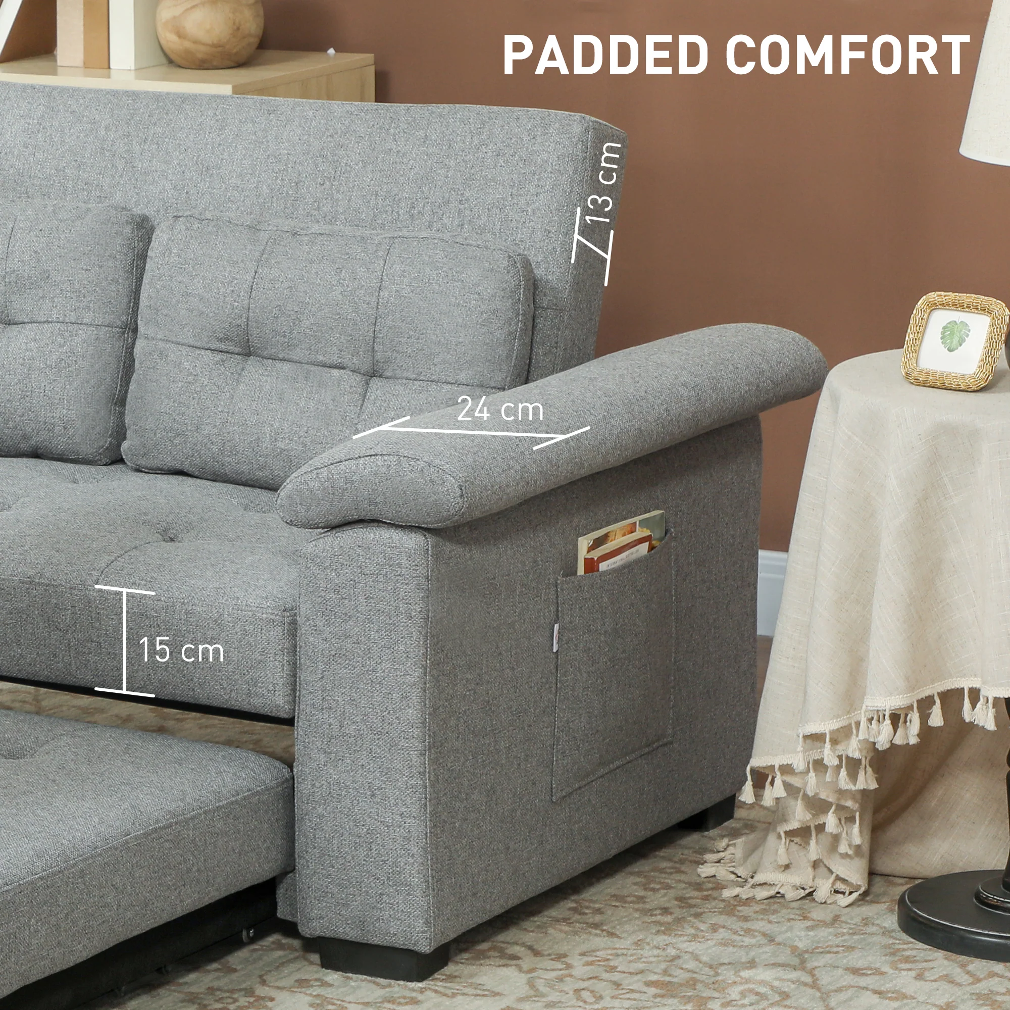 HOMCOM Click Clack Sofa Bed 2 Seater Sofa Bed for Living Room - Image 25