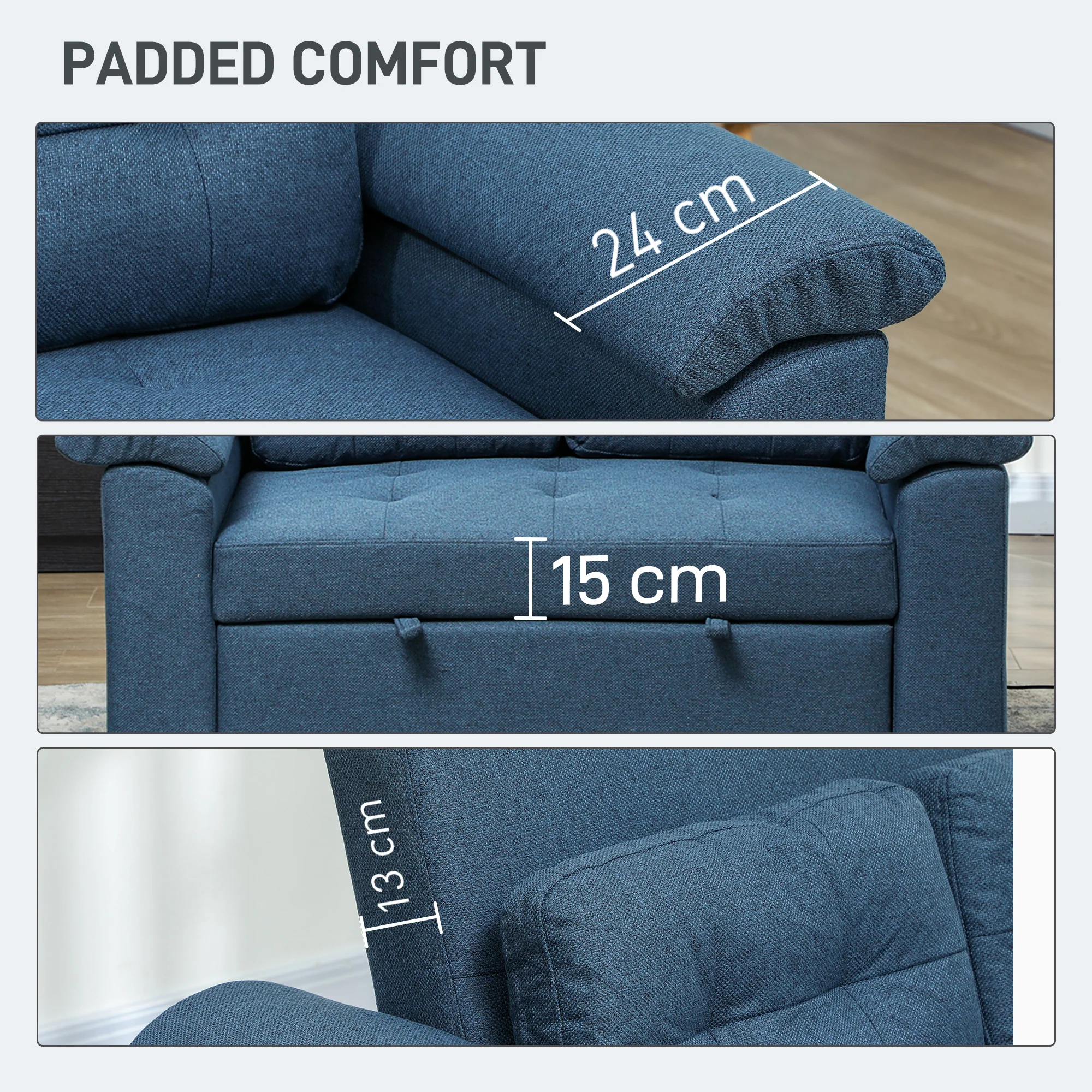 HOMCOM Click Clack Sofa Bed 2 Seater Sofa Bed for Living Room - Image 7