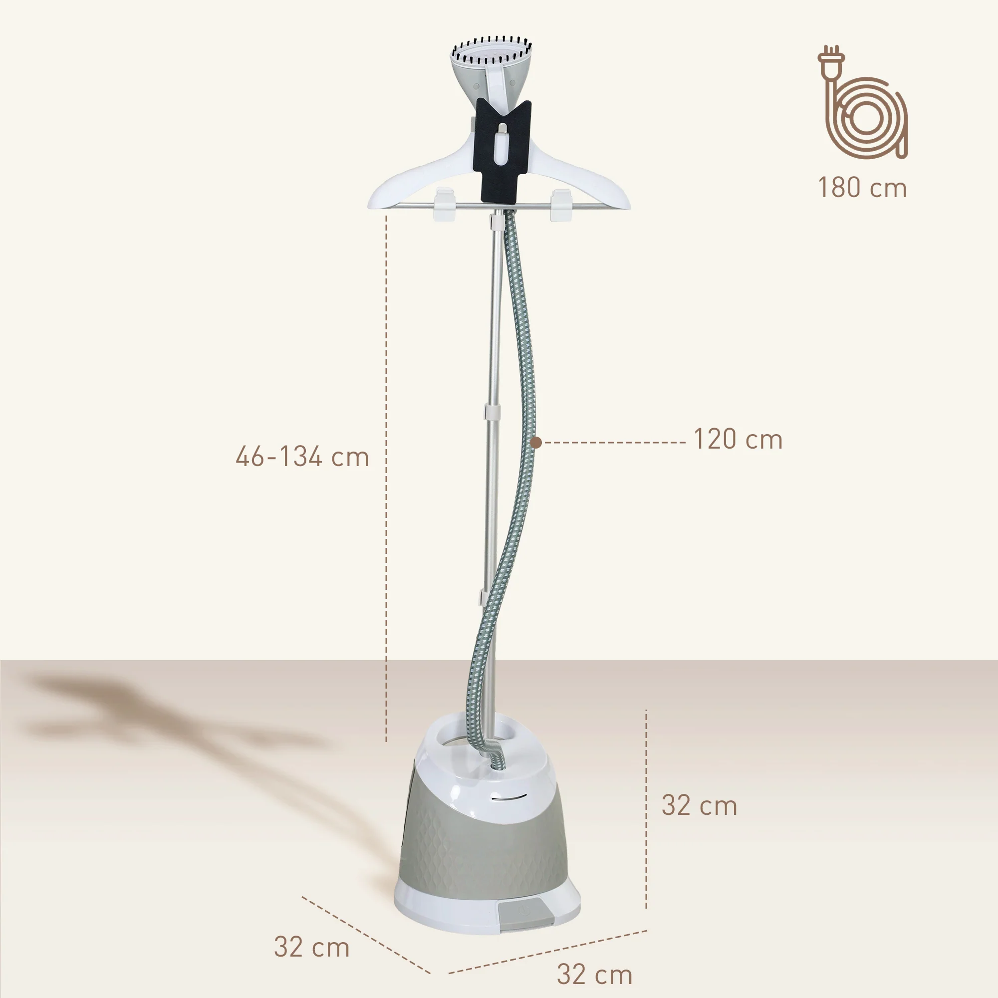 HOMCOM Clothes Steamer, Garment Steamer Clothing Wrinkle Remover, Grey - Image 5