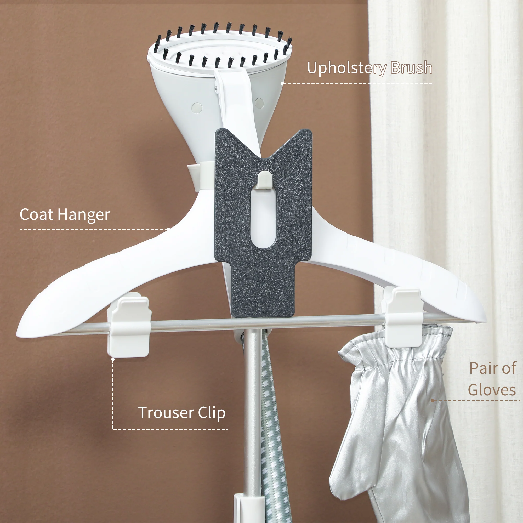HOMCOM Clothes Steamer, Garment Steamer Clothing Wrinkle Remover, Grey - Image 9