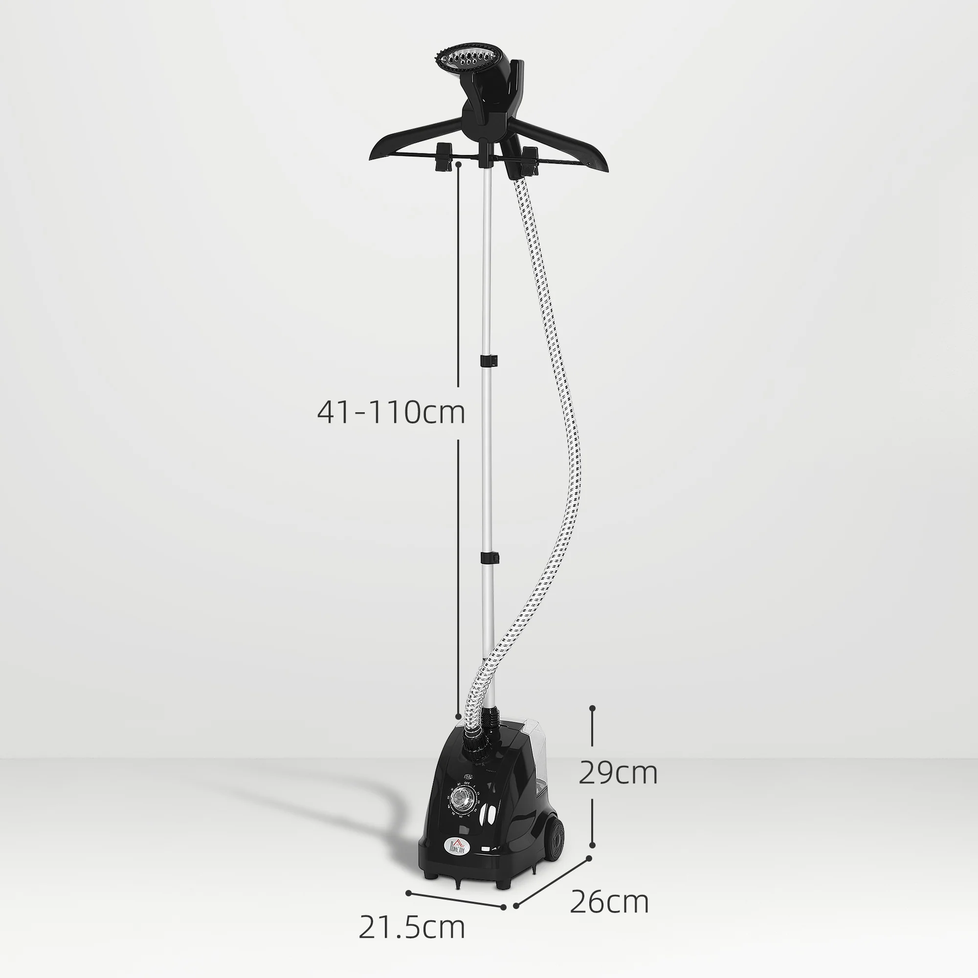 HOMCOM Clothes Steamer with Adjustable Pole 41-110 cm Black - Image 3