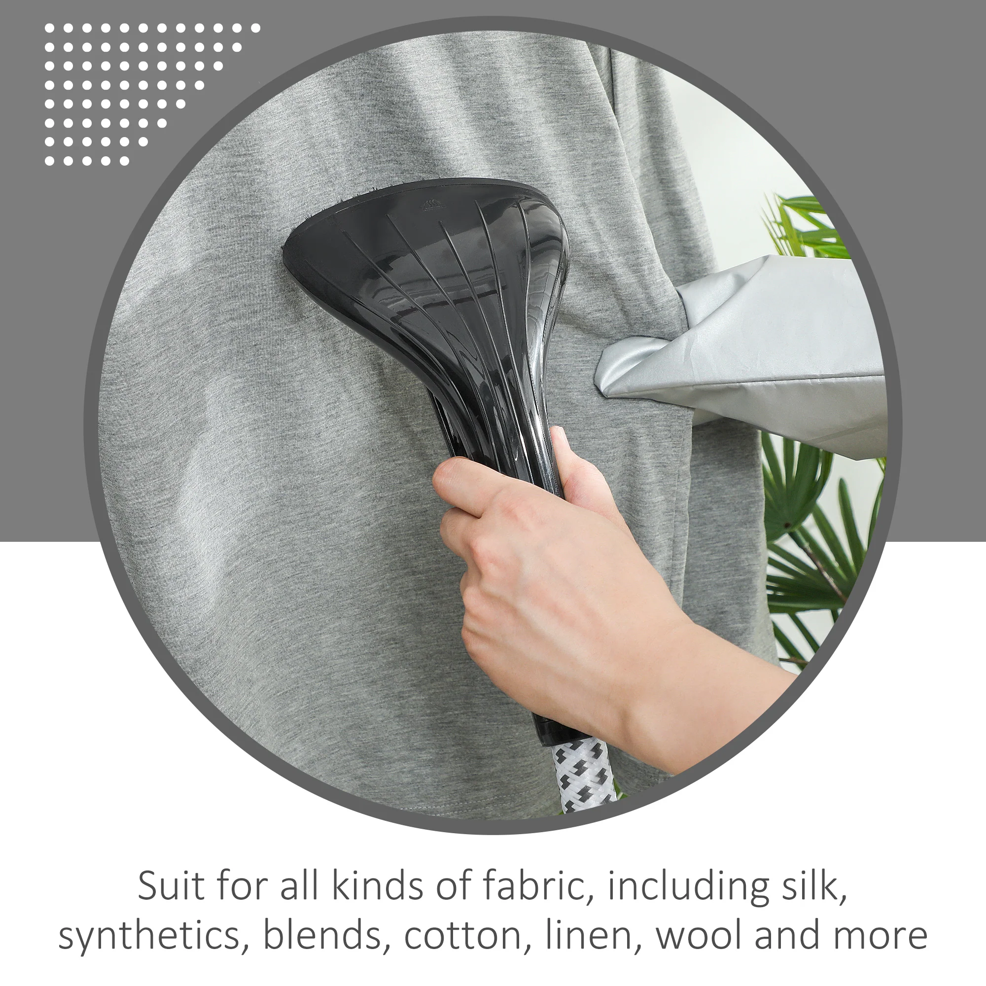 HOMCOM Clothes Steamer with Adjustable Pole 41-110 cm Black - Image 7