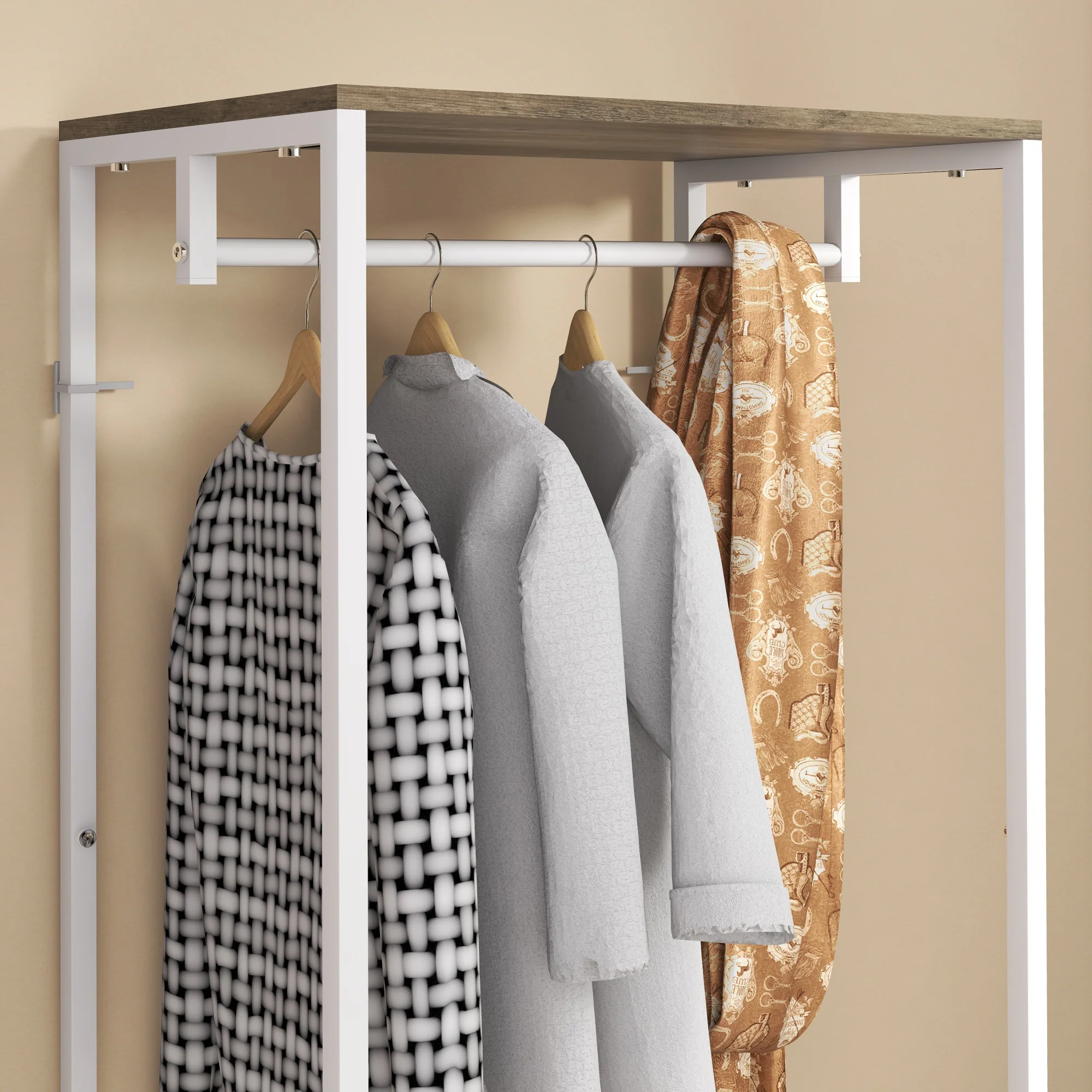 HOMCOM Coat Rack, 2-in-1 Clothes Stand With Shoe Storage For Hallway, Grey - Image 9
