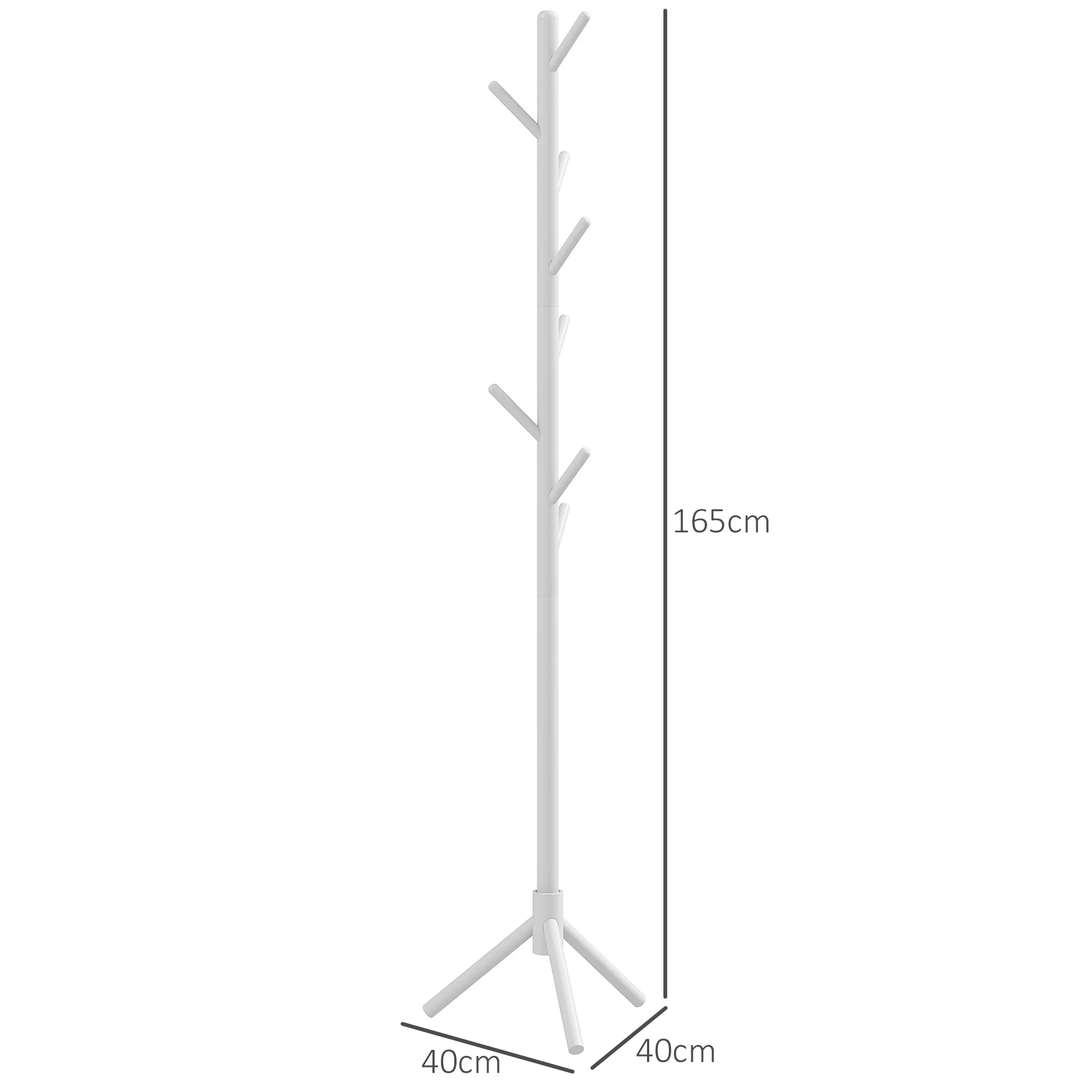 HOMCOM Coat Rack Bamboo Coat Stand With 8 Hooks For Handbags - Image 5
