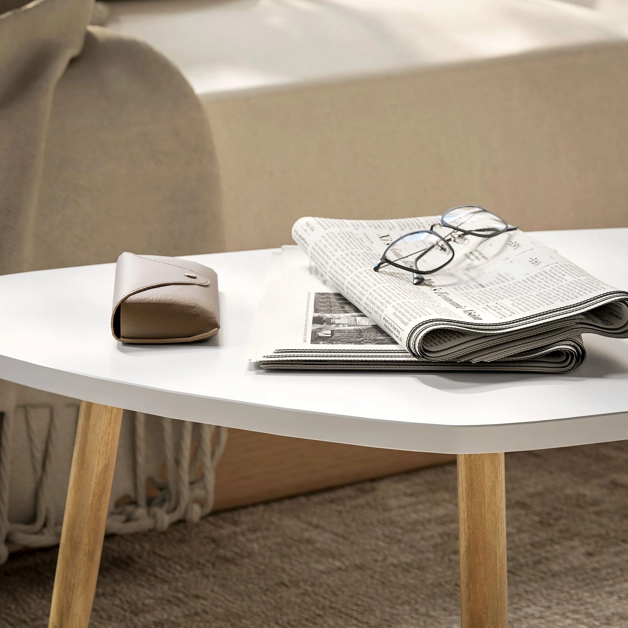 HOMCOM Coffee Table Set Of 2 Nesting End Side Tables For Living Room, White - Image 9