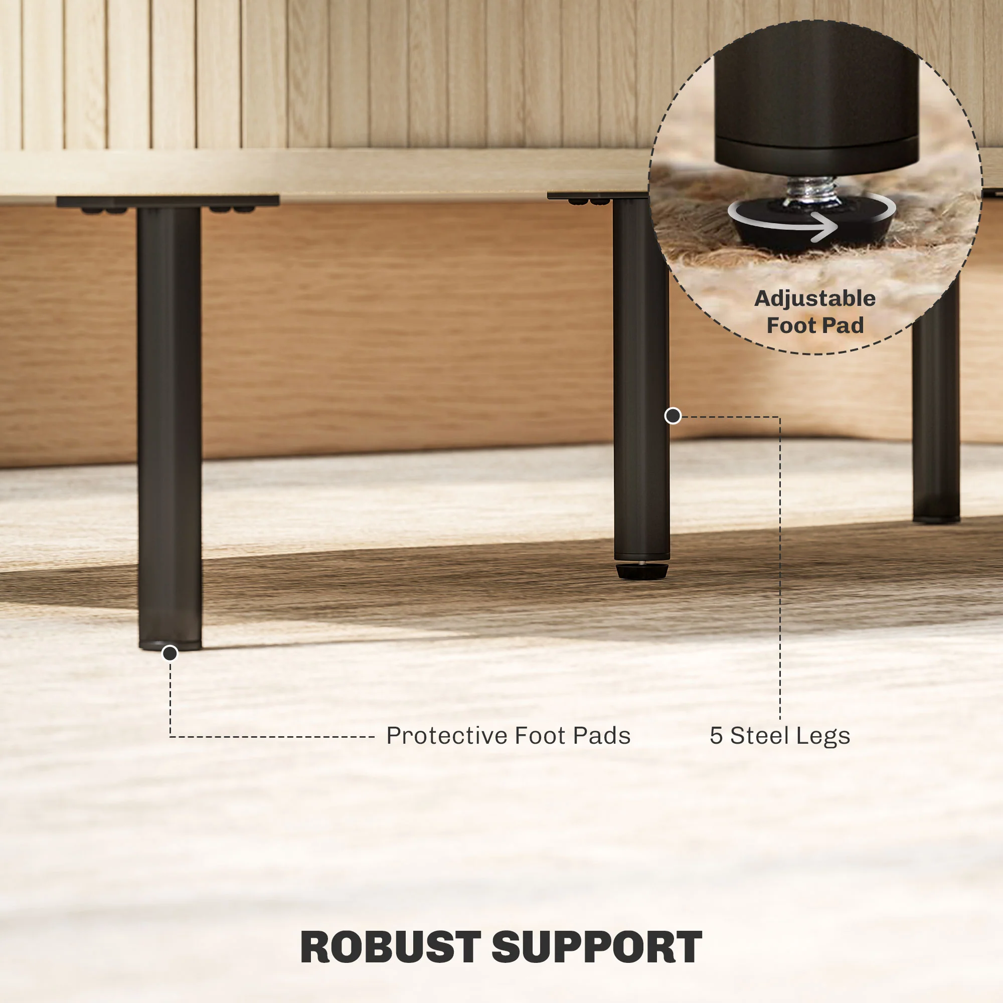 HOMCOM Coffee Table with Storage and Sliding Doors for Living Room, Oak - Image 7