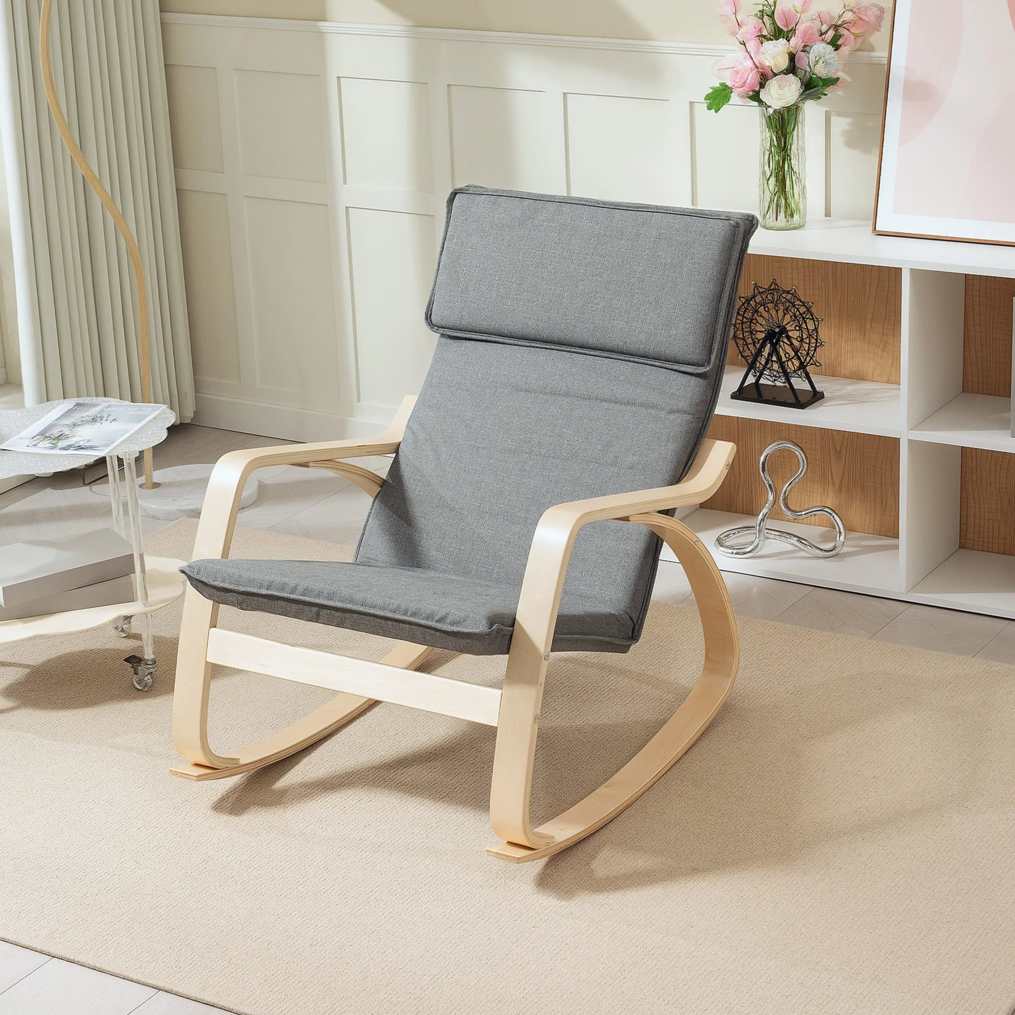 HOMCOM Comfortable Relax Rocking Chair With High Back - Image 17