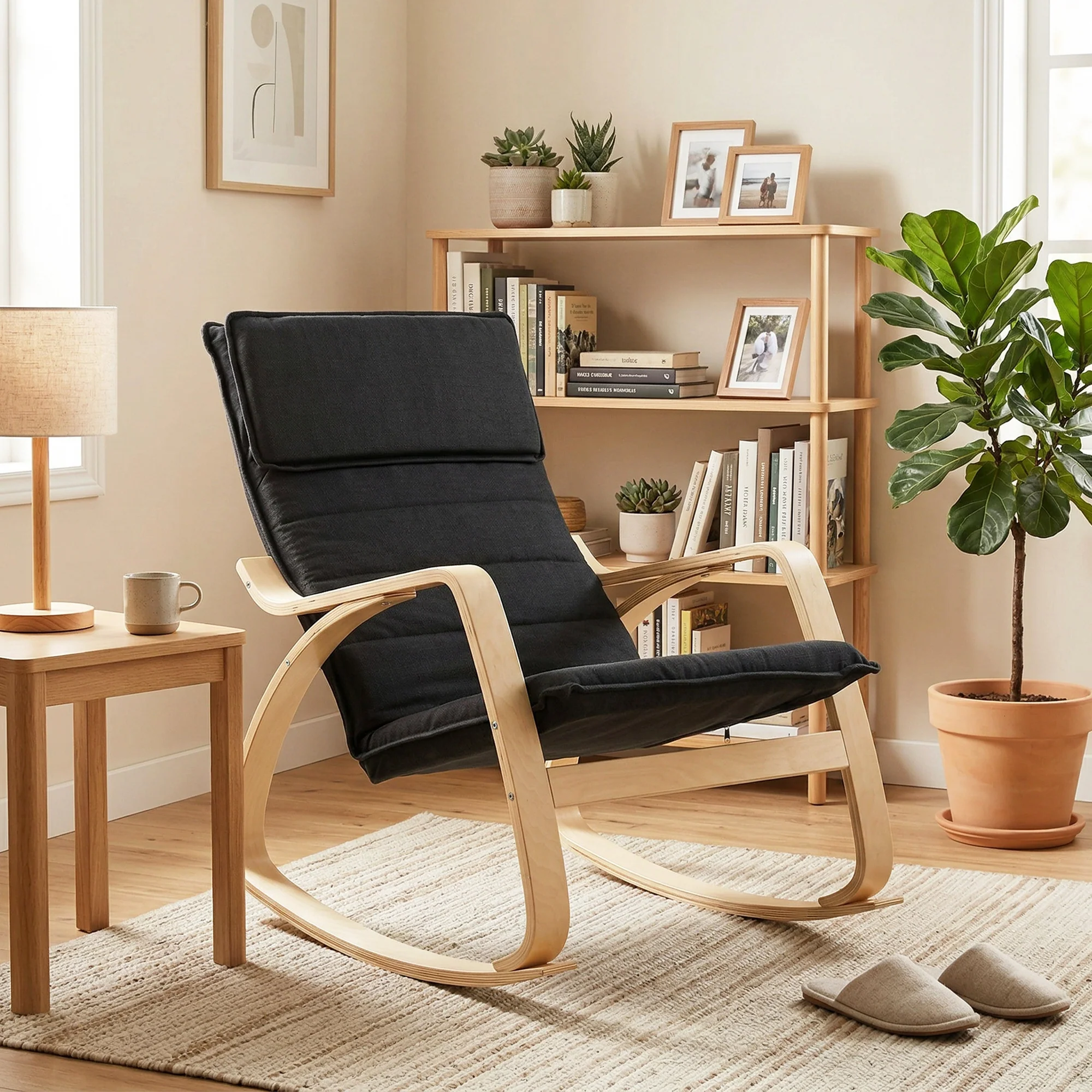 HOMCOM Comfortable Relax Rocking Chair with High Back, Black - Image 8