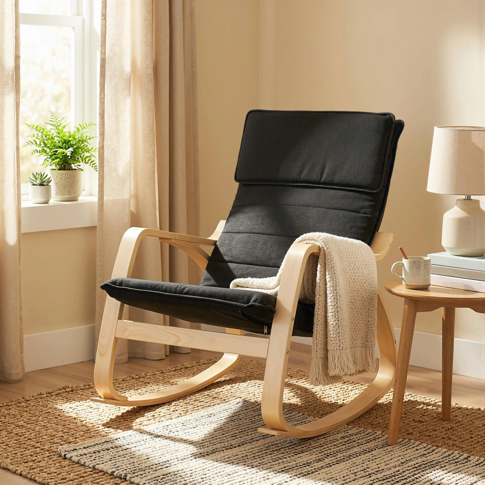 HOMCOM Comfortable Relax Rocking Chair with High Back, Black - Image 9