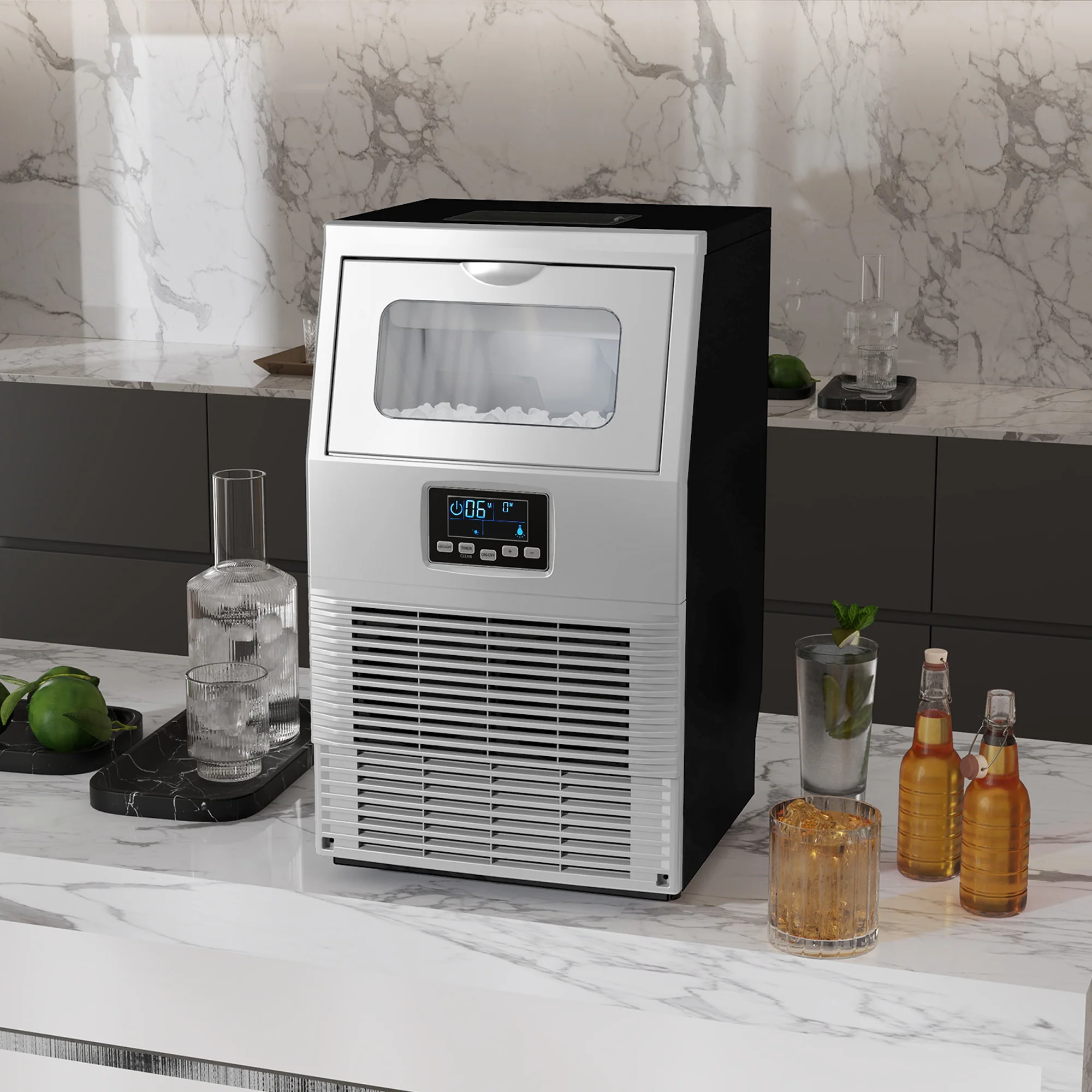 HOMCOM Commercial Ice Maker w/ 4kg Ice Storage for Home Restaurant - Image 2