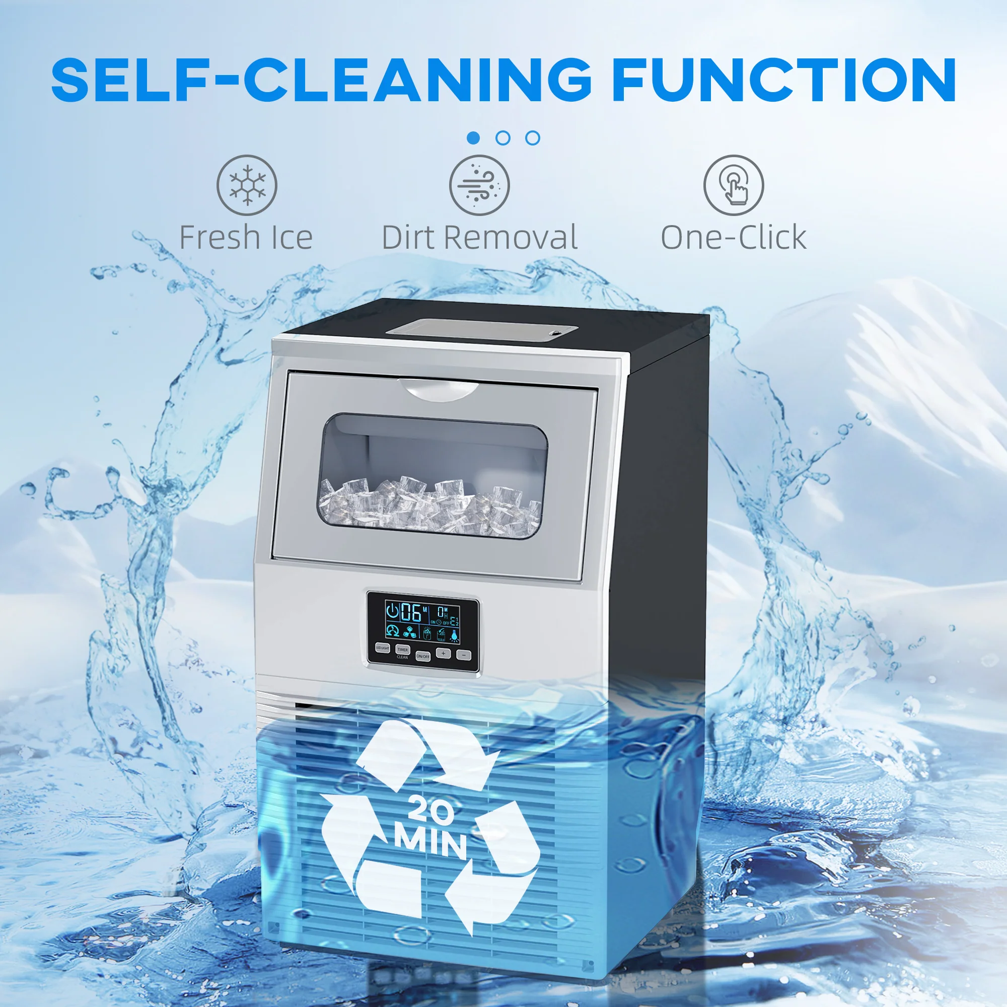 HOMCOM Commercial Ice Maker w/ 4kg Ice Storage for Home Restaurant - Image 7