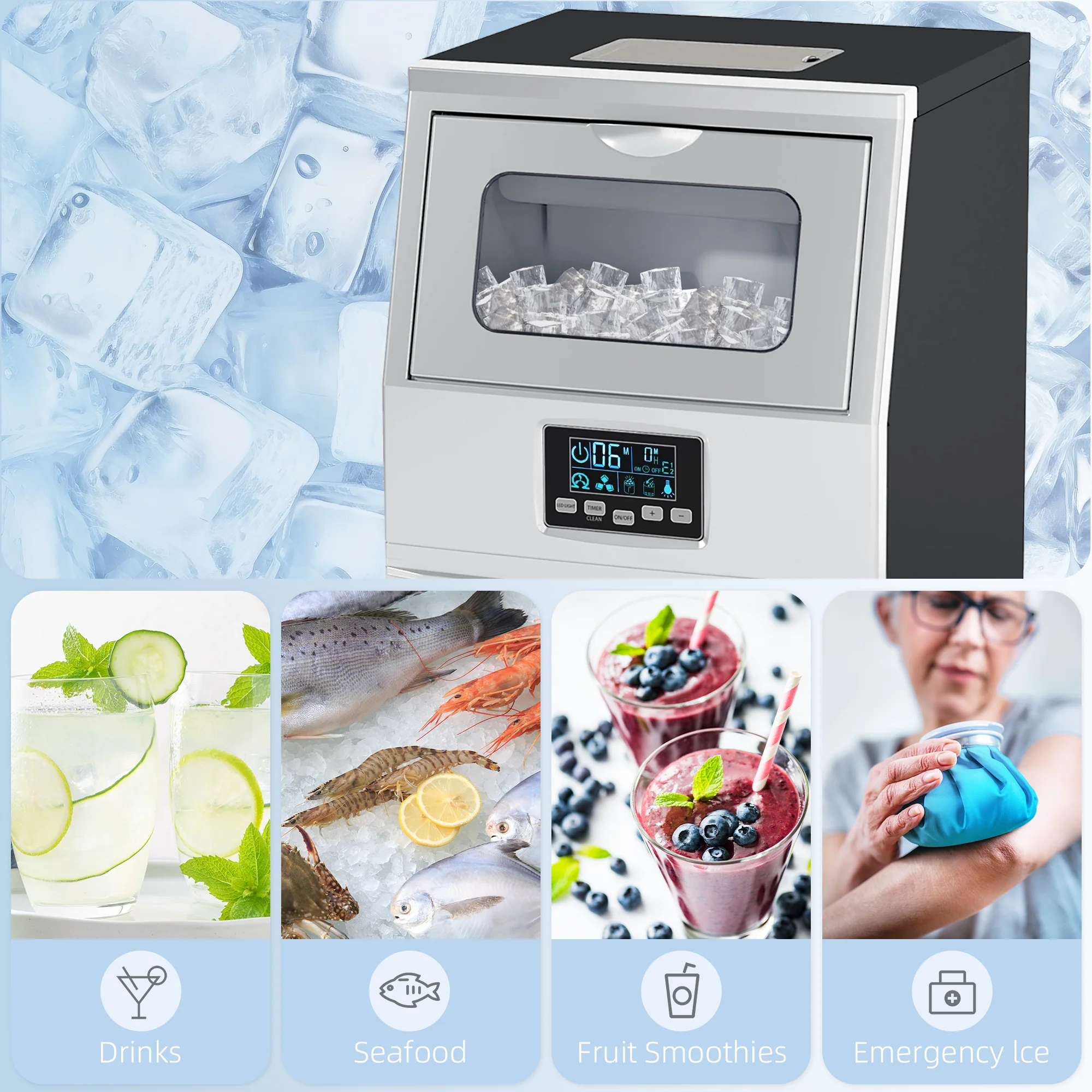 HOMCOM Commercial Ice Maker w/ 4kg Ice Storage for Home Restaurant - Image 8