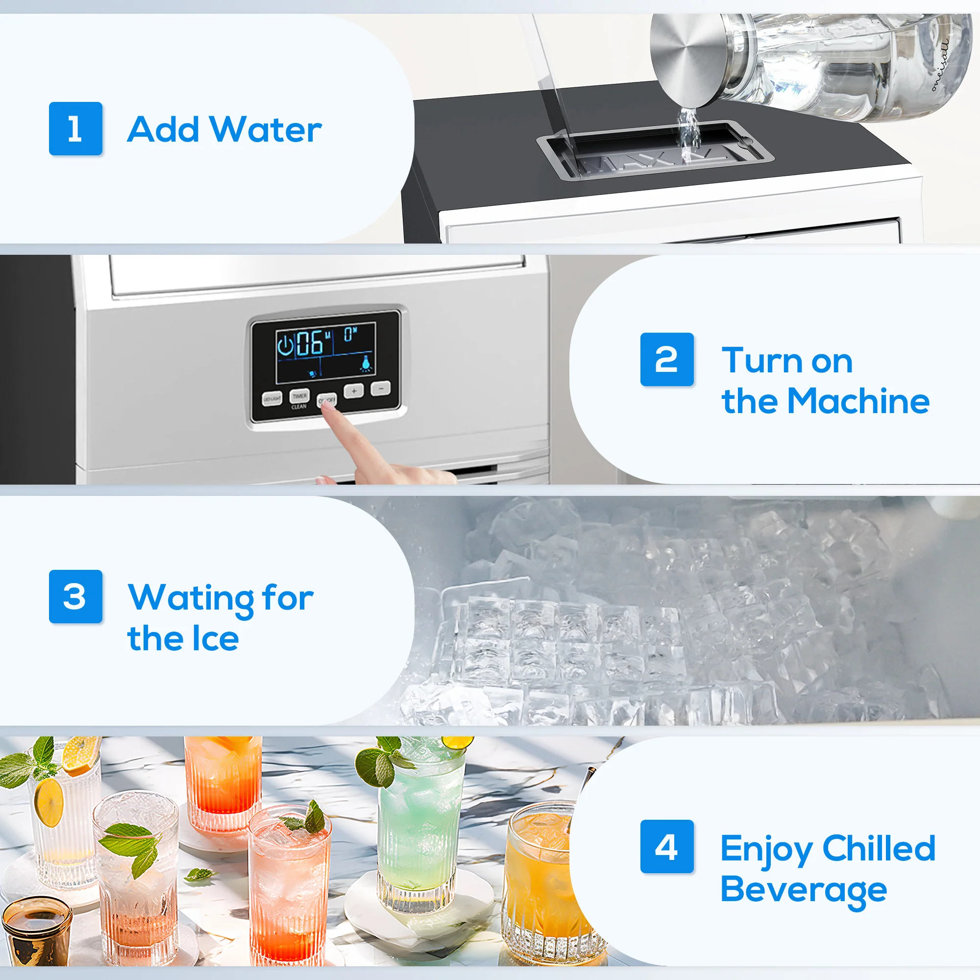 HOMCOM Commercial Ice Maker w/ 4kg Ice Storage for Home Restaurant - Image 9