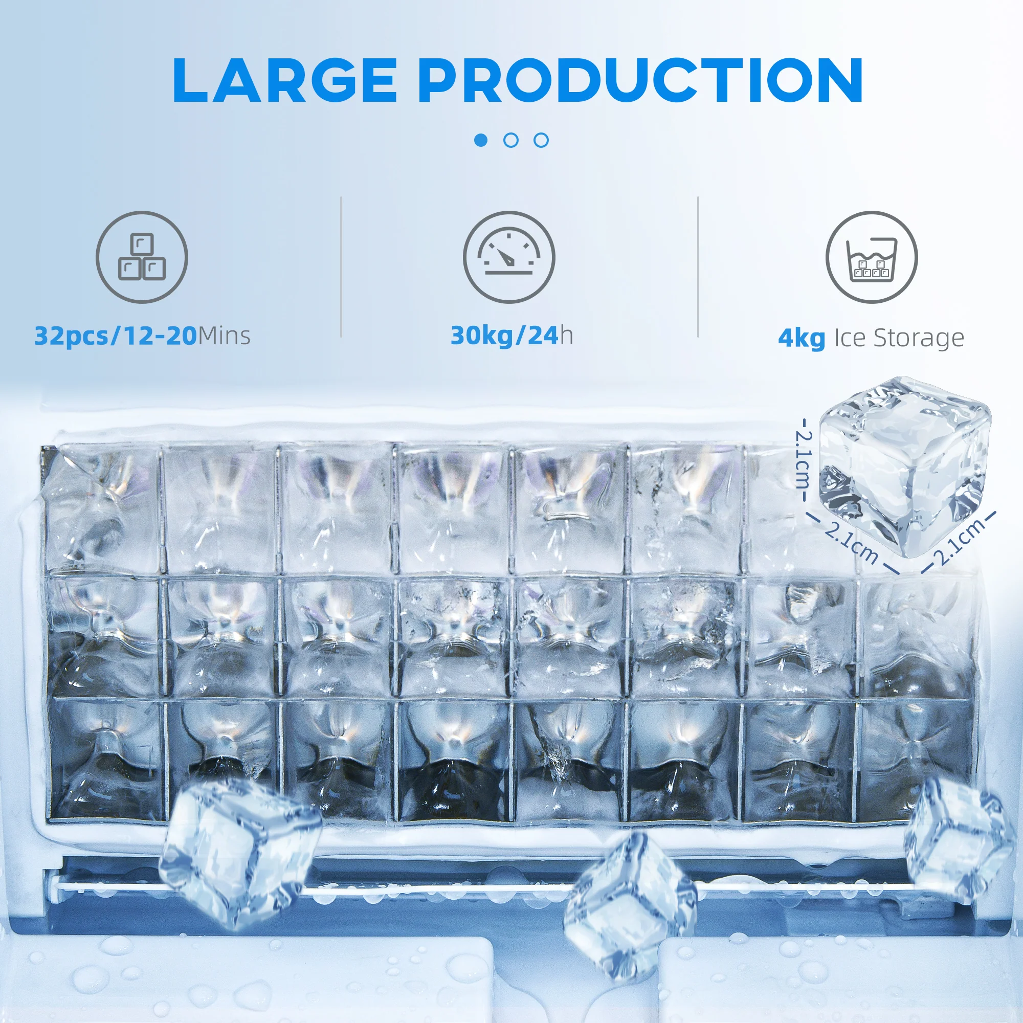 HOMCOM Commercial Ice Maker With 4kg Ice Storage For Home Restaurant - Image 3