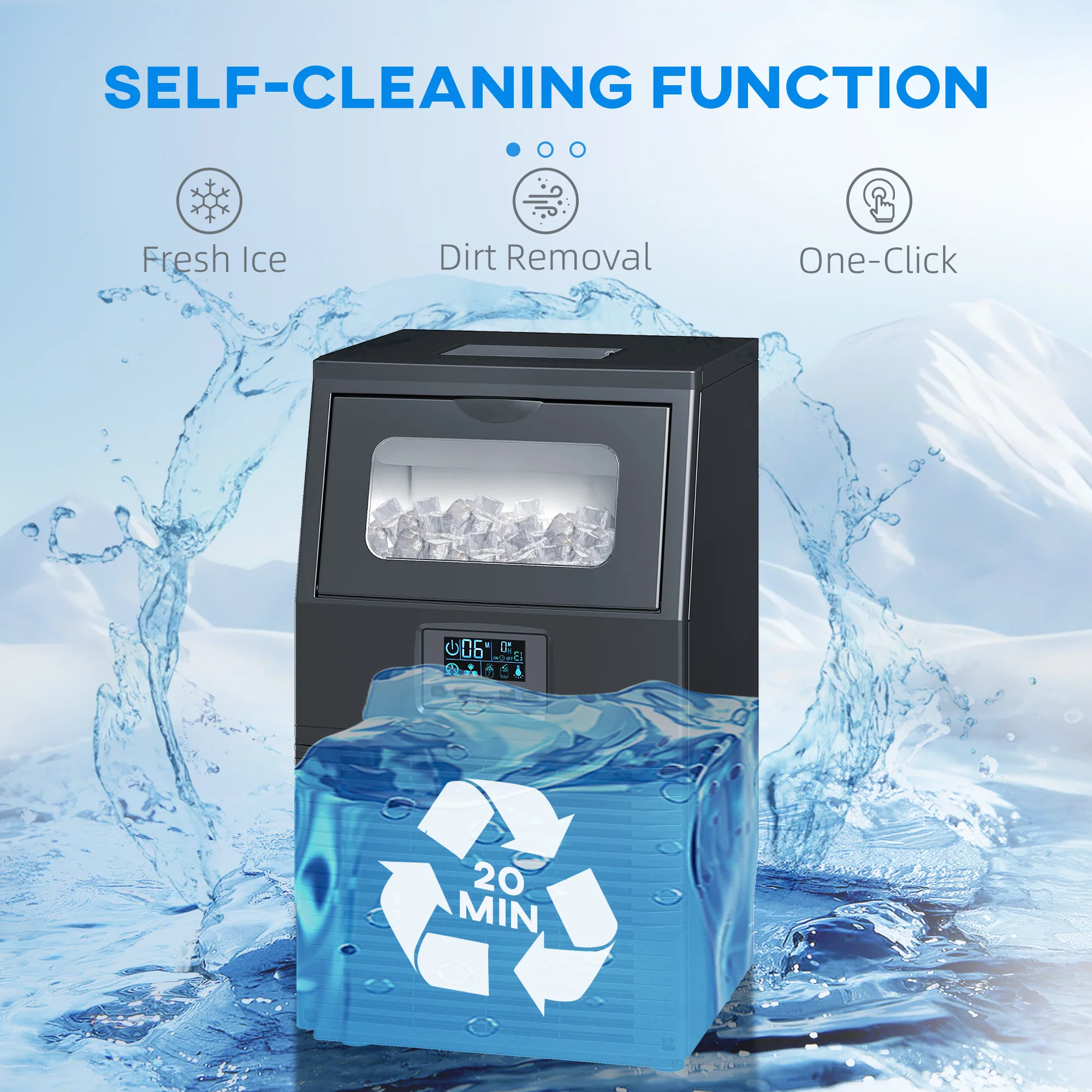 HOMCOM Commercial Ice Maker With 4kg Ice Storage For Home Restaurant - Image 7
