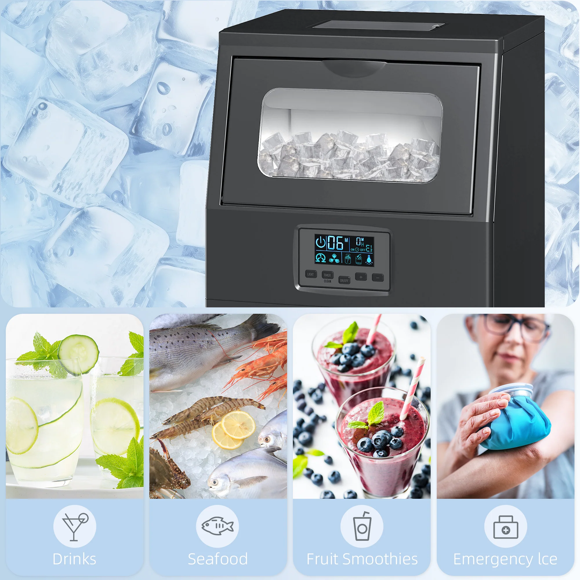 HOMCOM Commercial Ice Maker With 4kg Ice Storage For Home Restaurant - Image 8