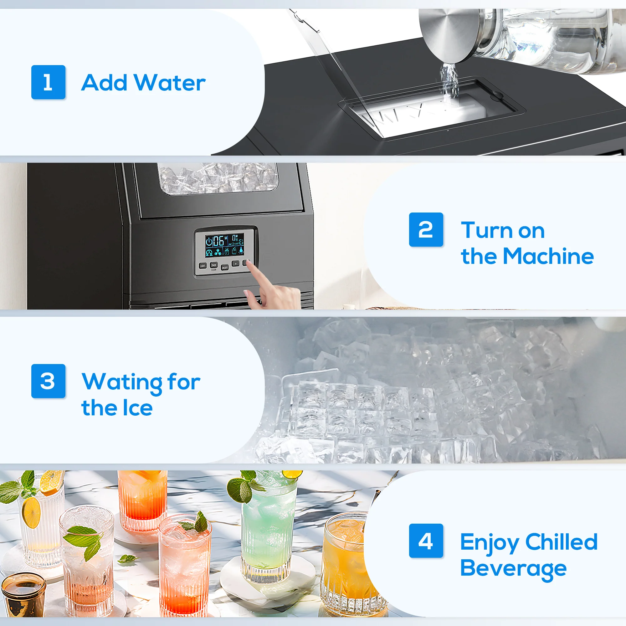 HOMCOM Commercial Ice Maker With 4kg Ice Storage For Home Restaurant - Image 9