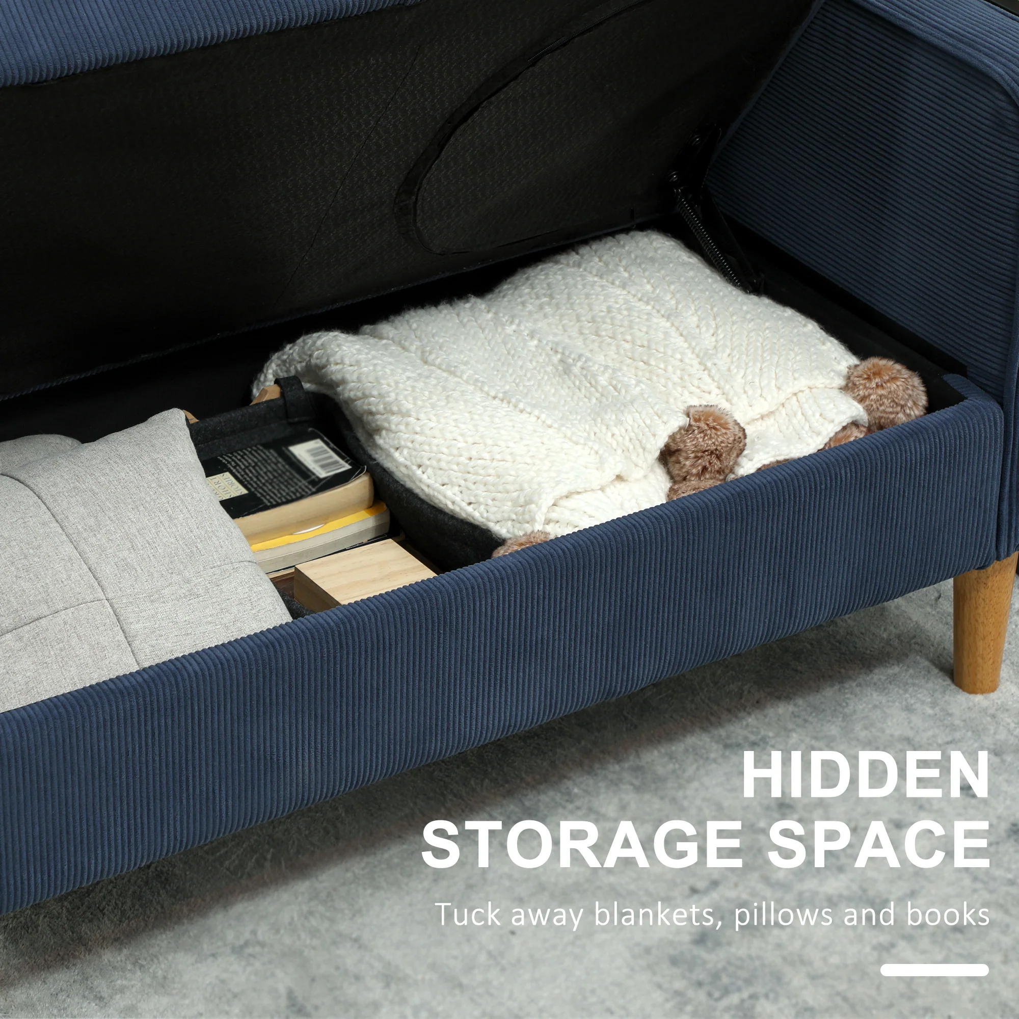 HOMCOM Compact 2 Seater Sofa With Under Seat Storage For Small Spaces - Image 3