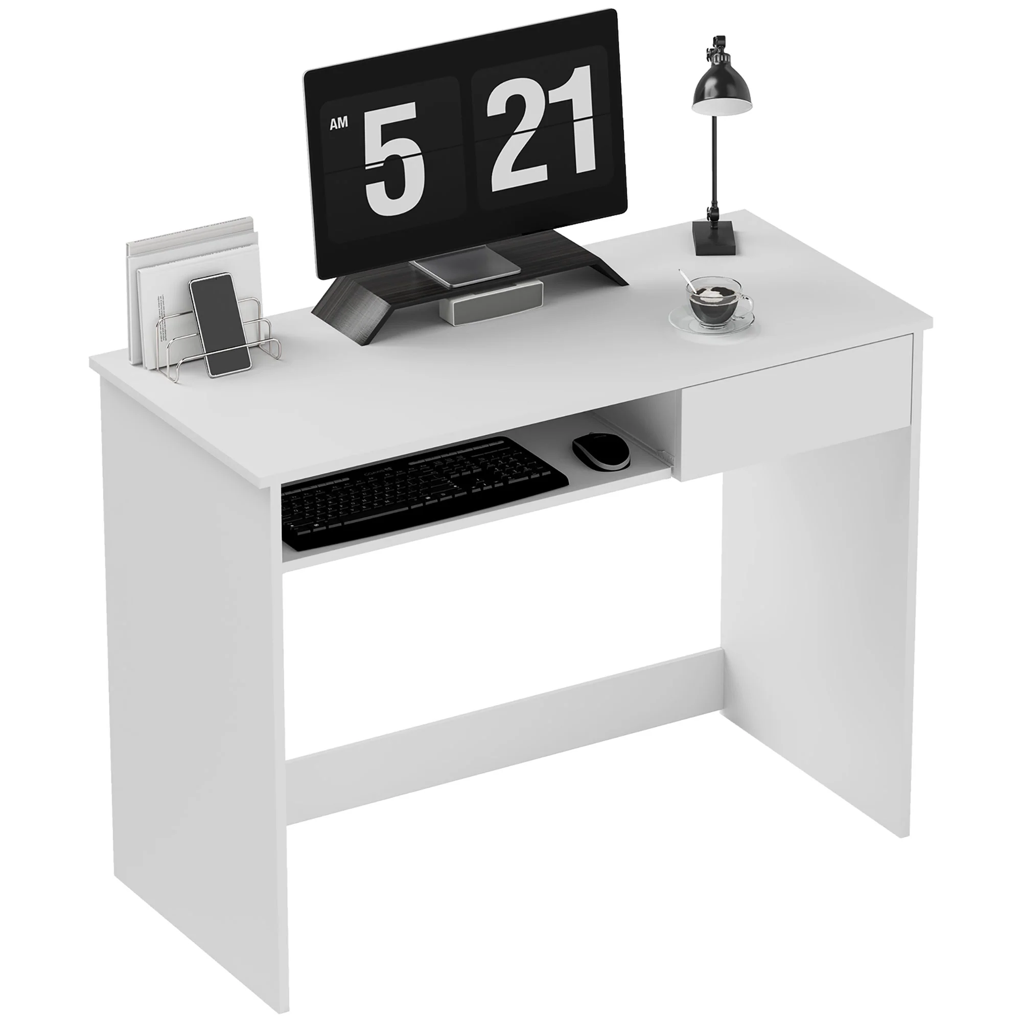 HOMCOM Compact Computer Table With Keyboard Tray And Drawer - Image 19