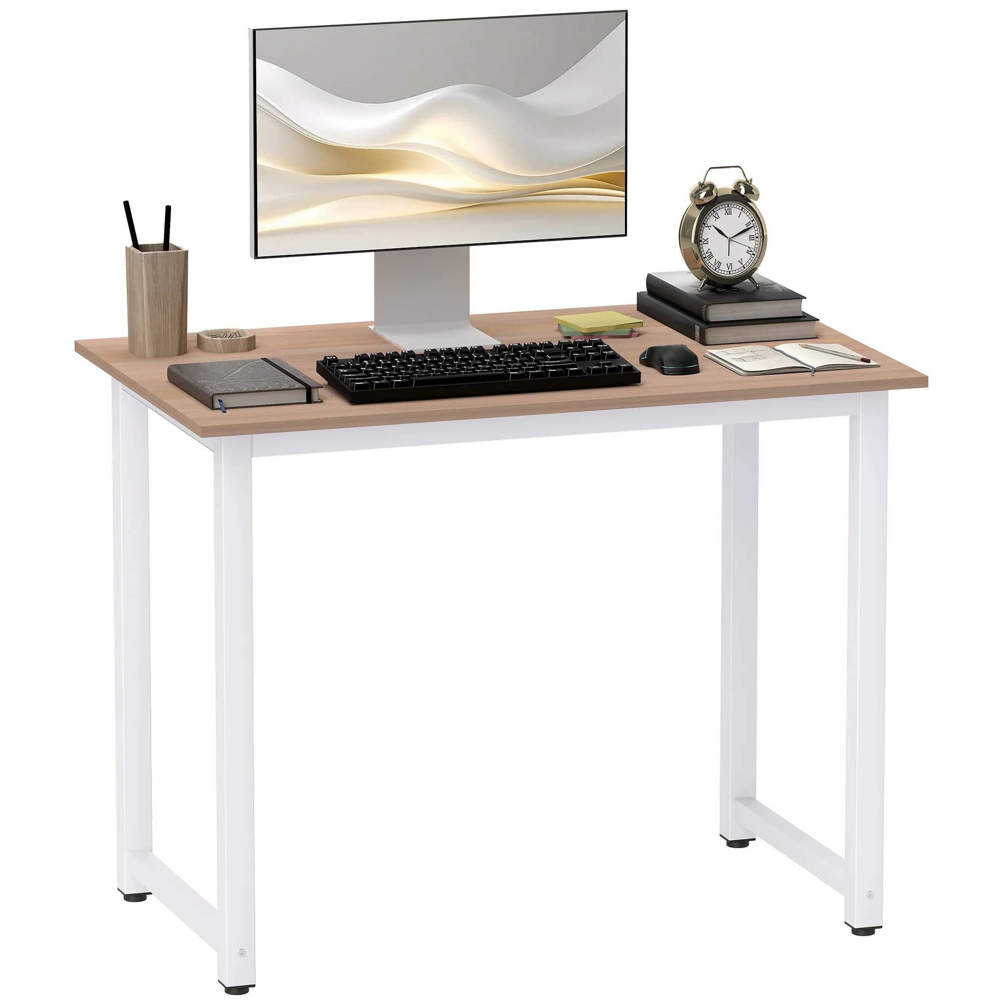 HOMCOM Computer Desk Dining Table Writing Table with Metal Frame, White - Image 10