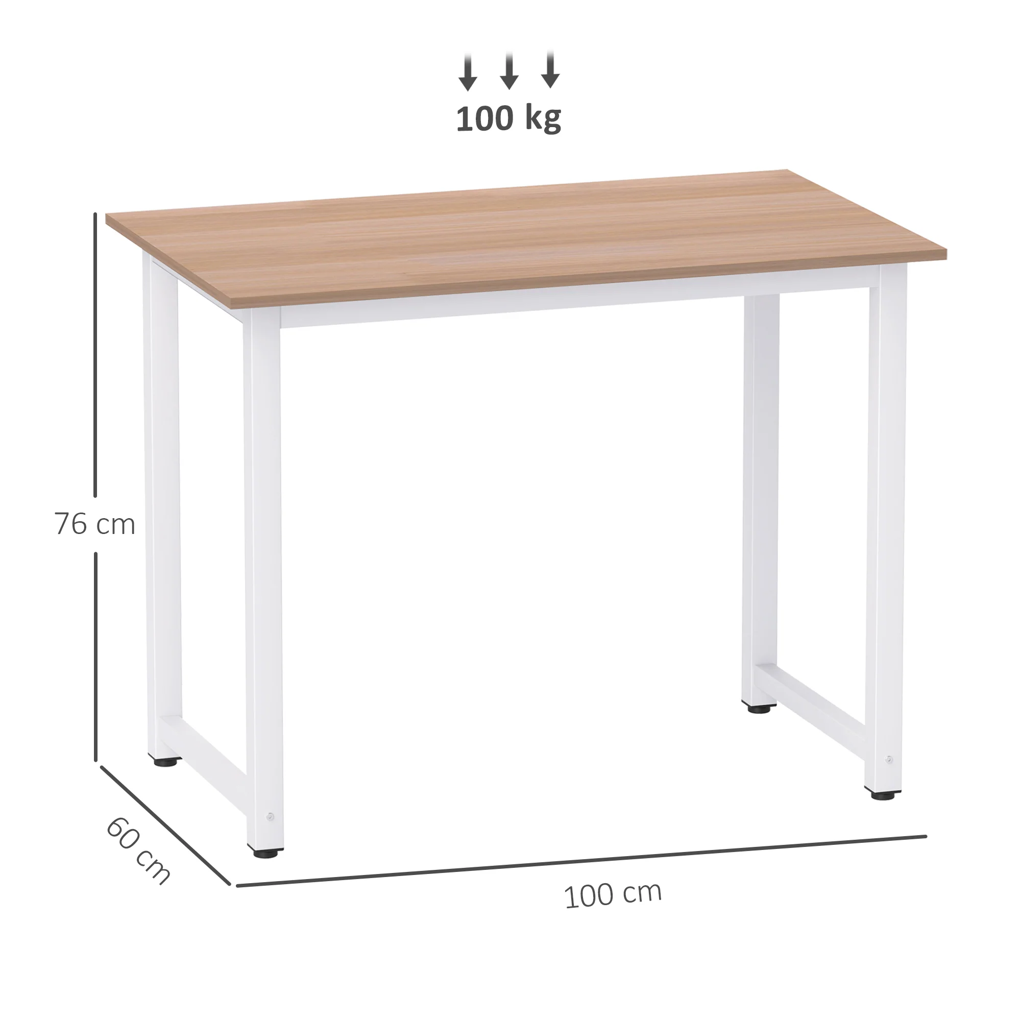 HOMCOM Computer Desk Dining Table Writing Table with Metal Frame, White - Image 14