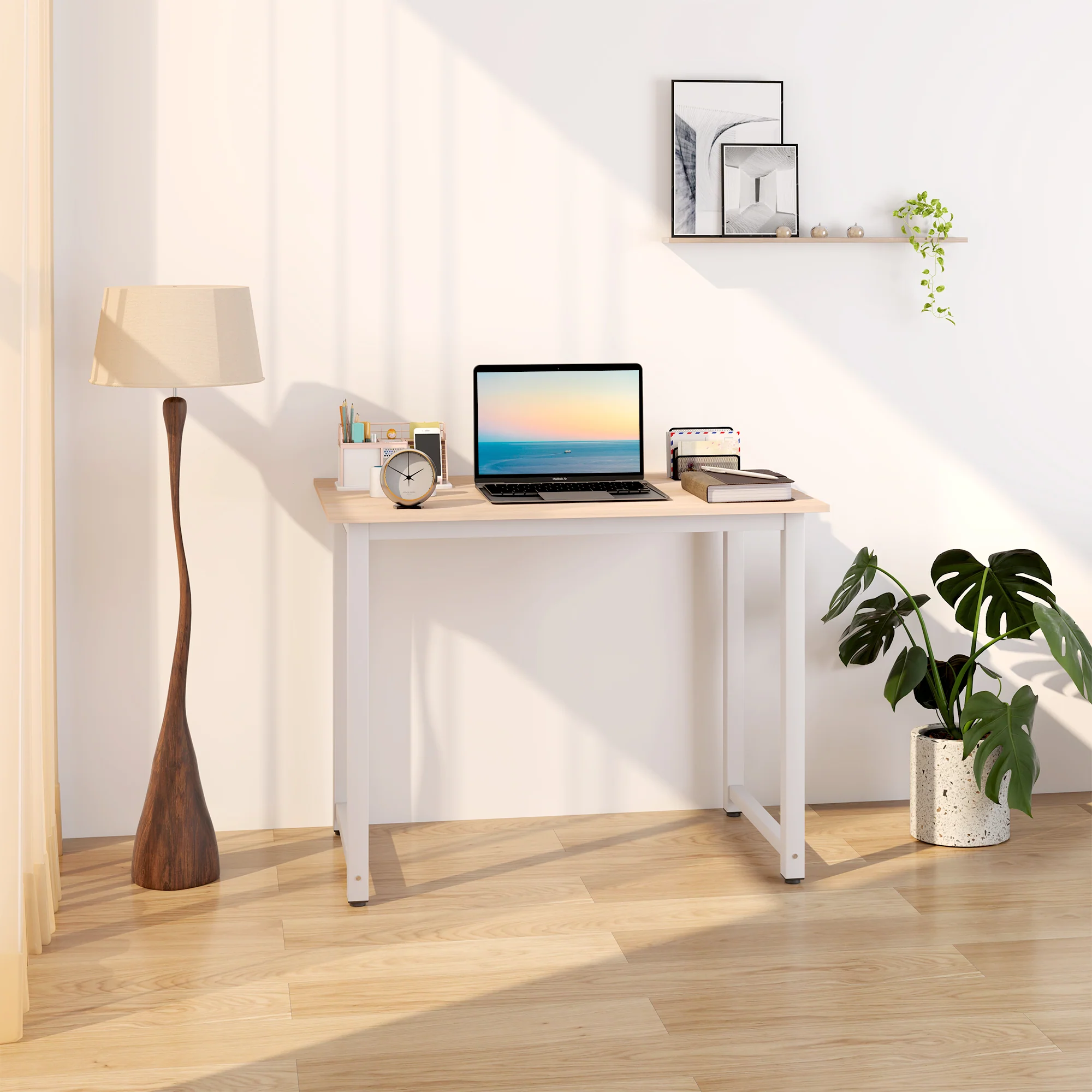 HOMCOM Computer Desk Dining Table Writing Table with Metal Frame, White - Image 16