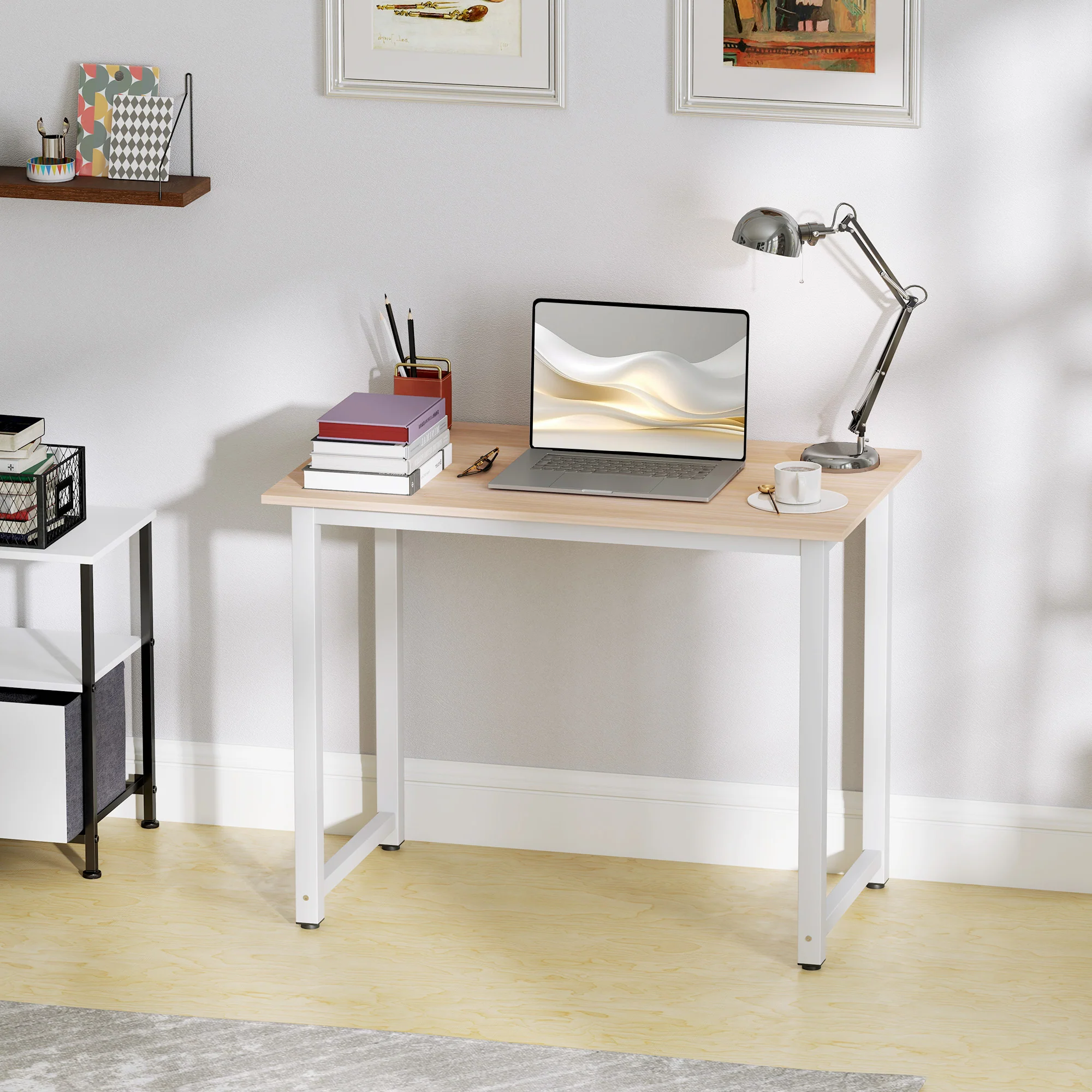 HOMCOM Computer Desk Dining Table Writing Table with Metal Frame, White - Image 17