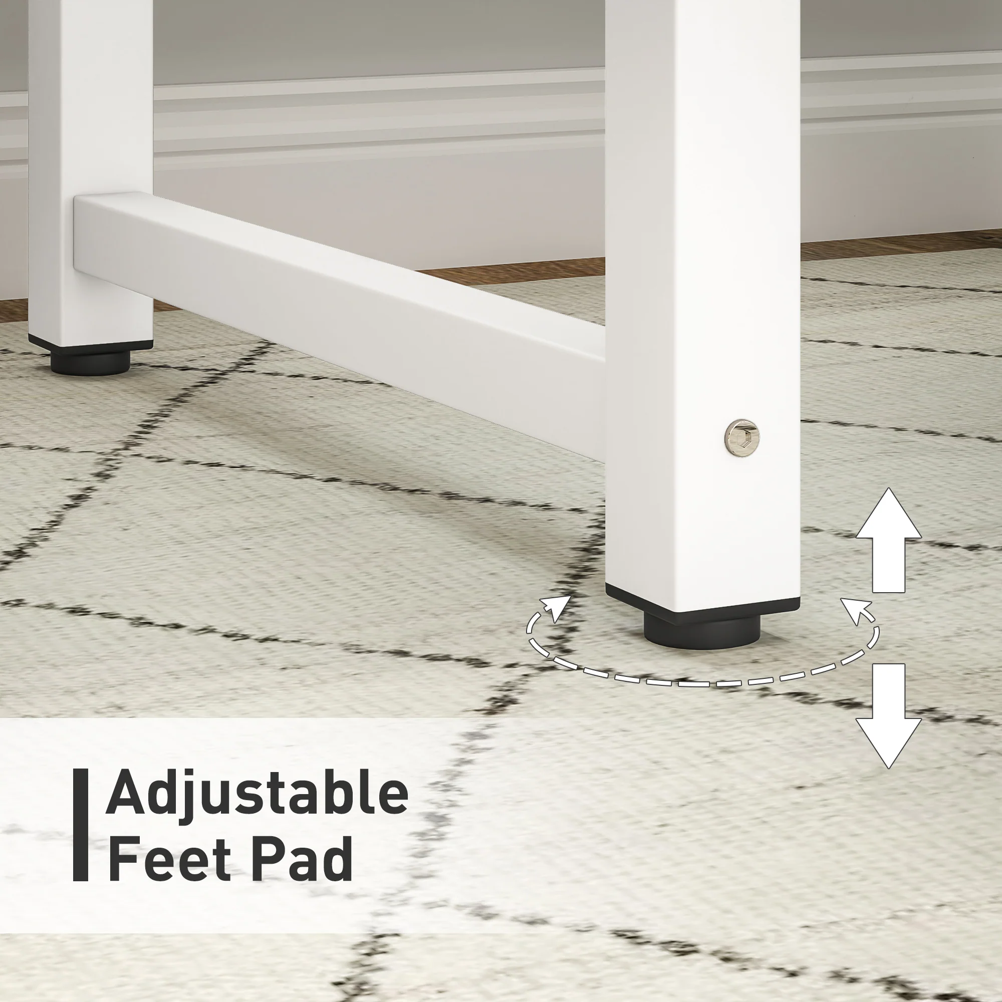 HOMCOM Computer Desk Dining Table Writing Table with Metal Frame, White - Image 3