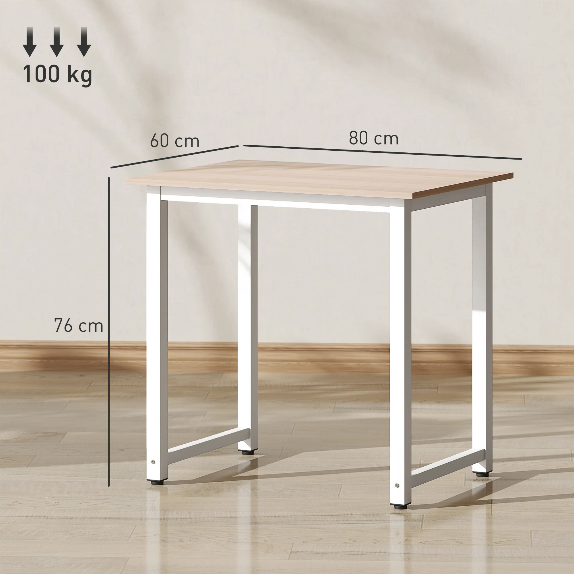 HOMCOM Computer Desk Dining Table Writing Table with Metal Frame, White - Image 5