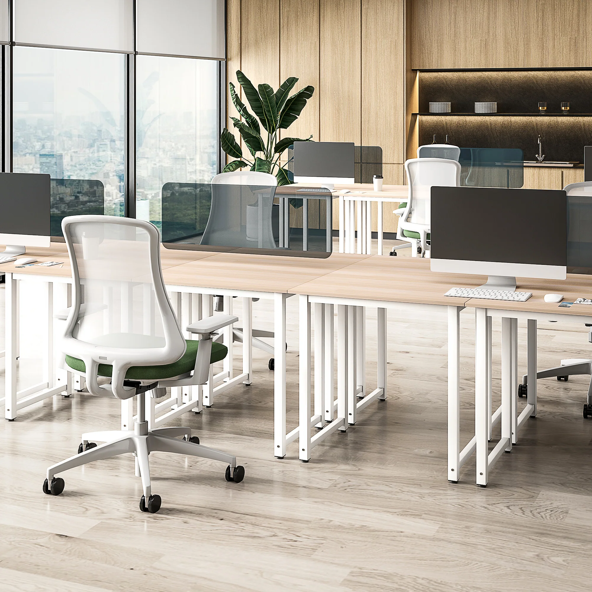 HOMCOM Computer Desk Dining Table Writing Table with Metal Frame, White - Image 8