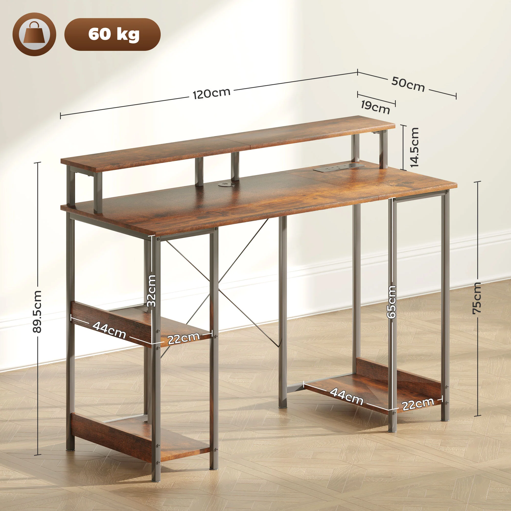 HOMCOM Computer Desk Reversible Home Office Desk With Storage - Image 14