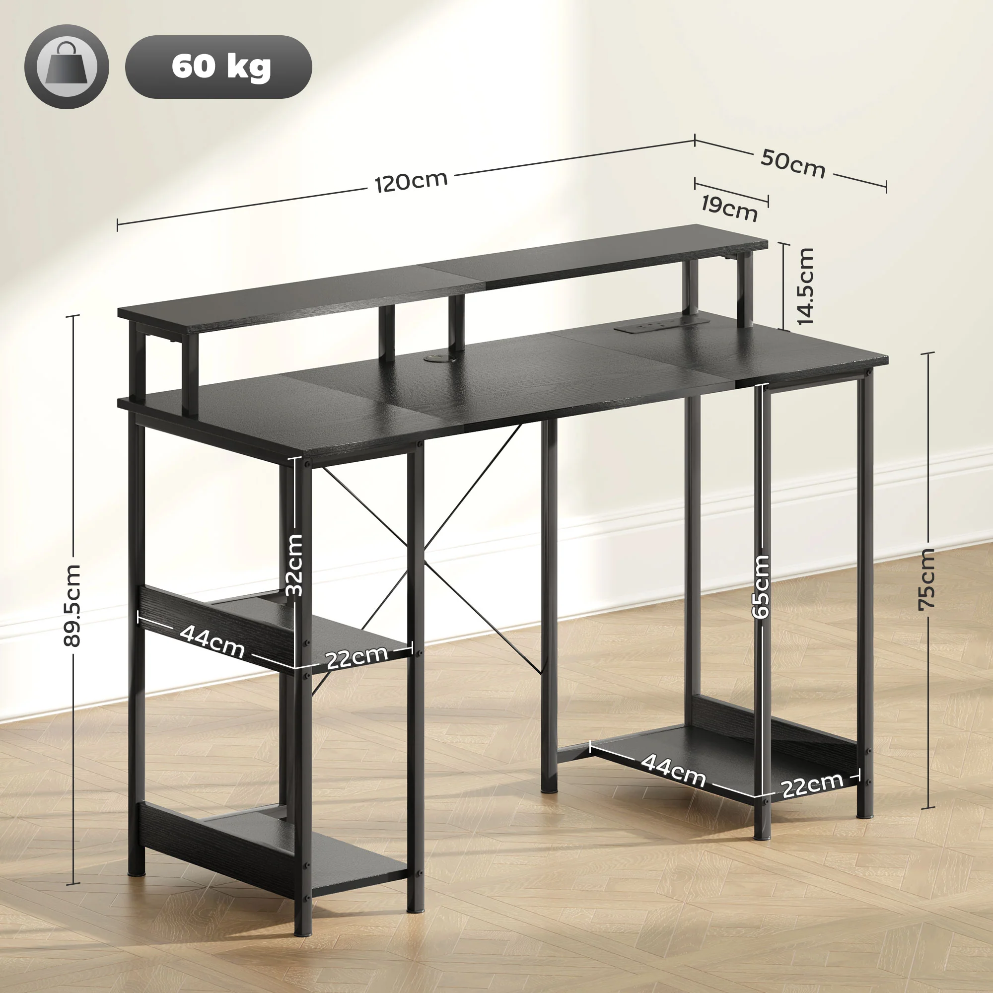 HOMCOM Computer Desk Reversible Home Office Desk With Storage - Image 5