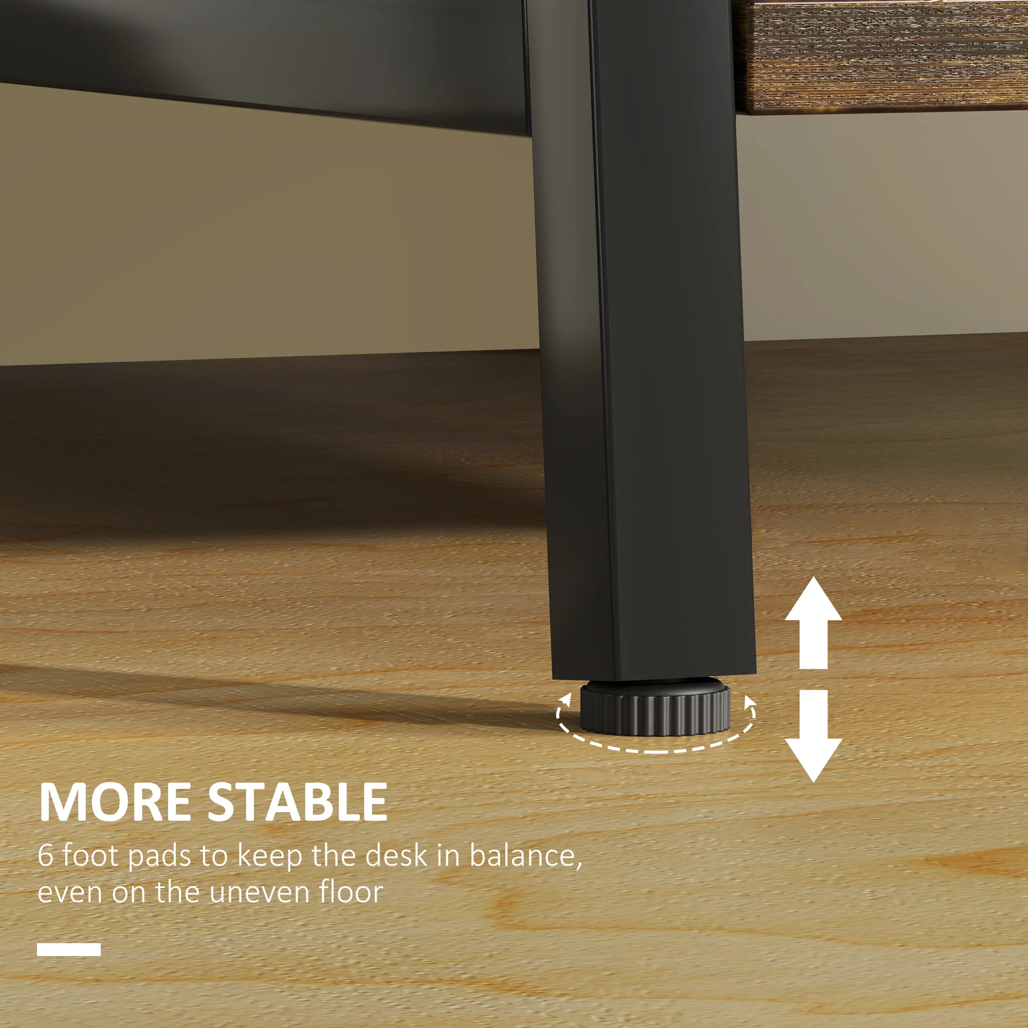 HOMCOM Computer Table Wor Desk with Shelves & Steel Frame, Rustic Brown - Image 6