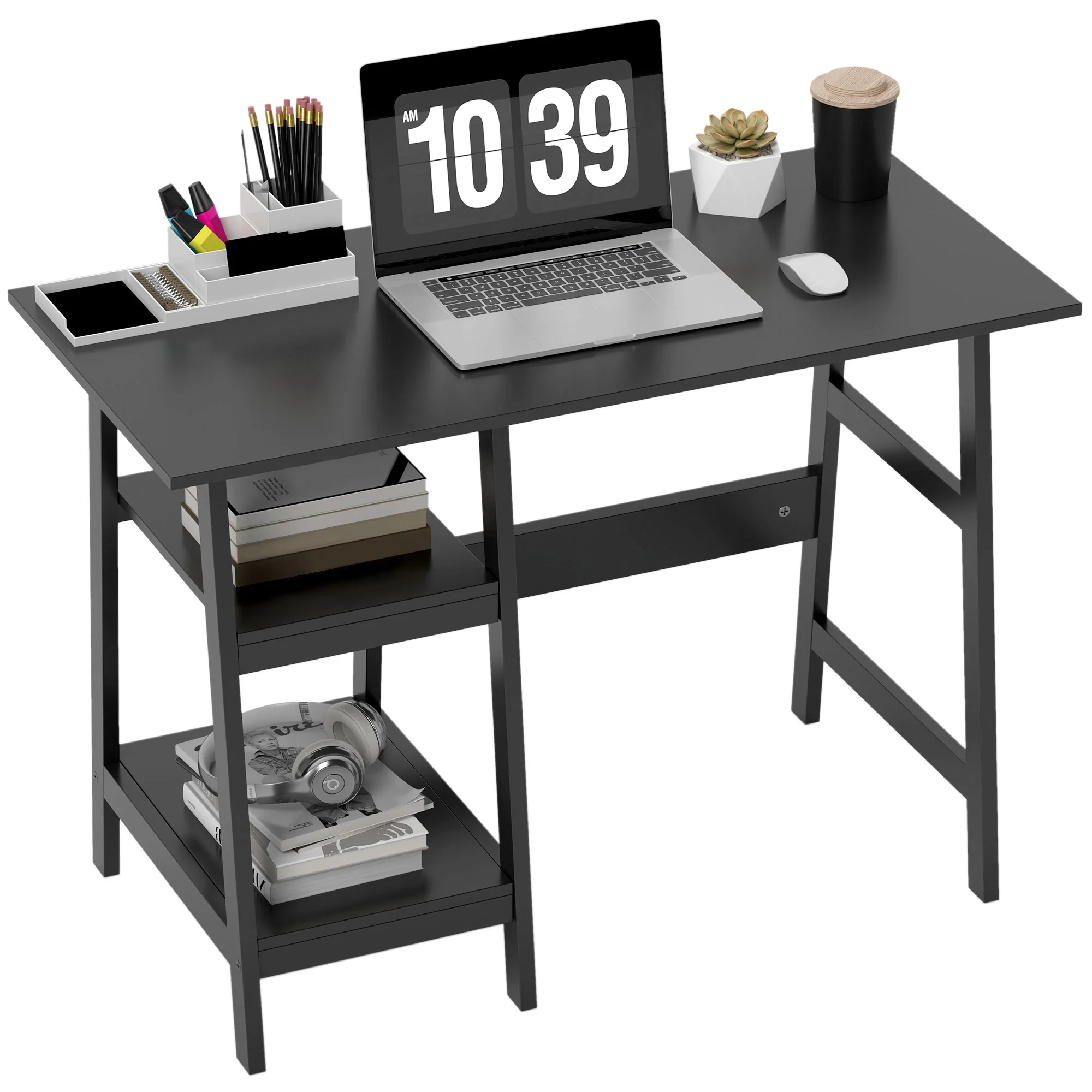 HOMCOM Computer Writing Desk w/ Shelf PC Workstation for Home Office