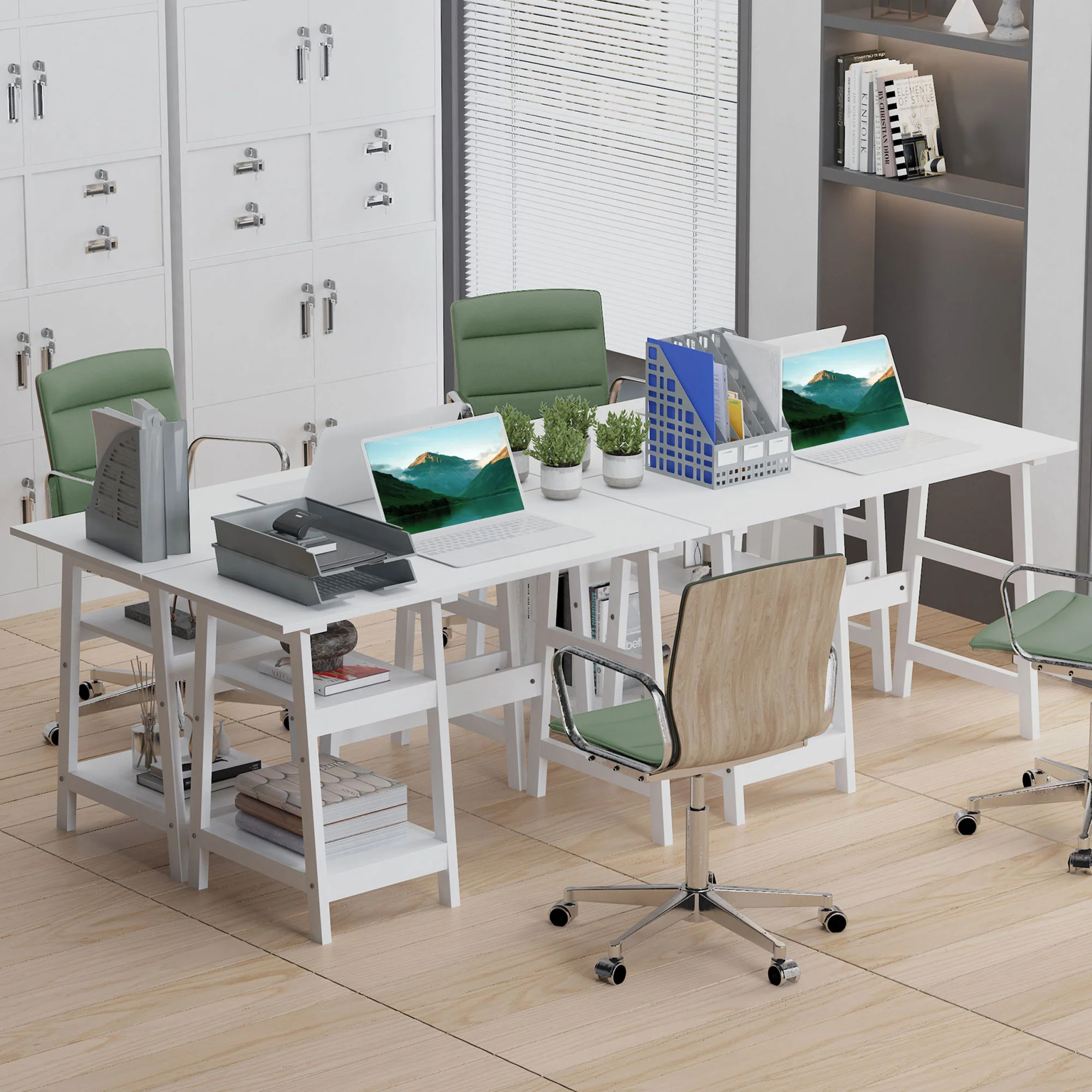 HOMCOM Computer Writing Desk w/ Shelf PC Workstation for Home Office - Image 17
