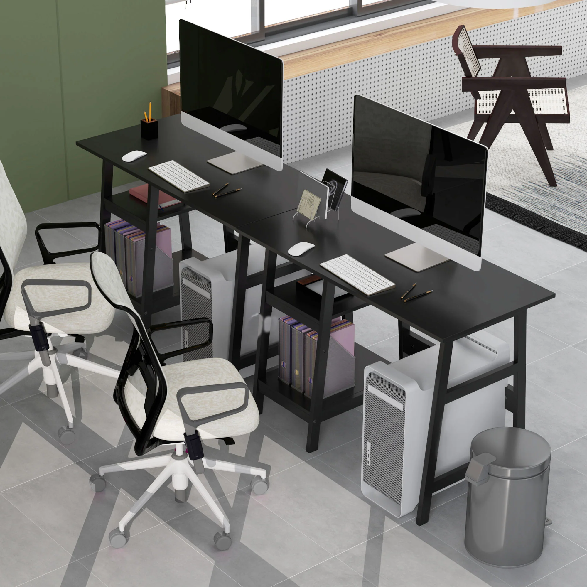 HOMCOM Computer Writing Desk w/ Shelf PC Workstation for Home Office - Image 7
