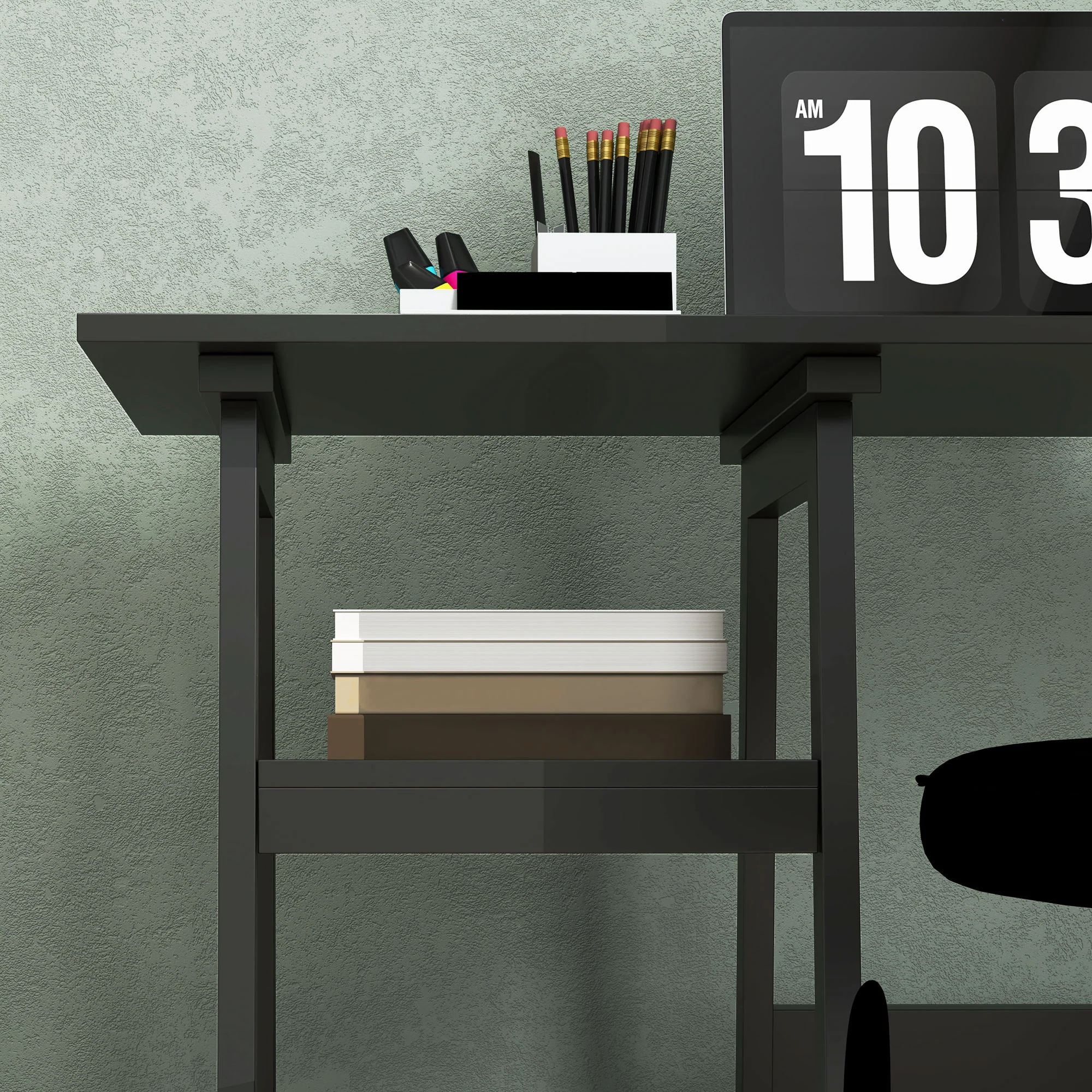 HOMCOM Computer Writing Desk w/ Shelf PC Workstation for Home Office - Image 8