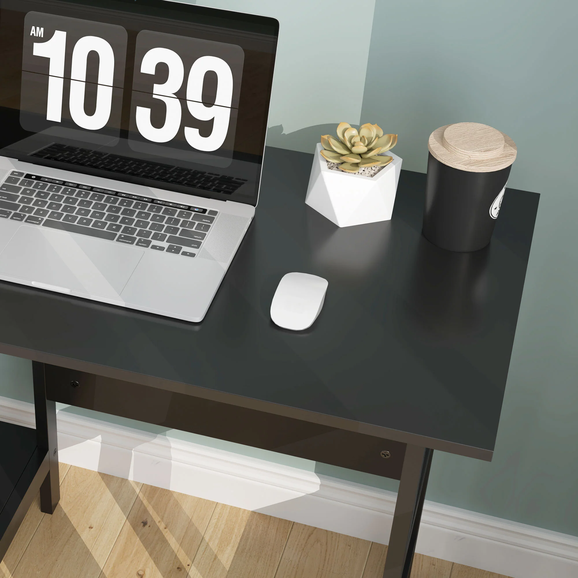 HOMCOM Computer Writing Desk w/ Shelf PC Workstation for Home Office - Image 9