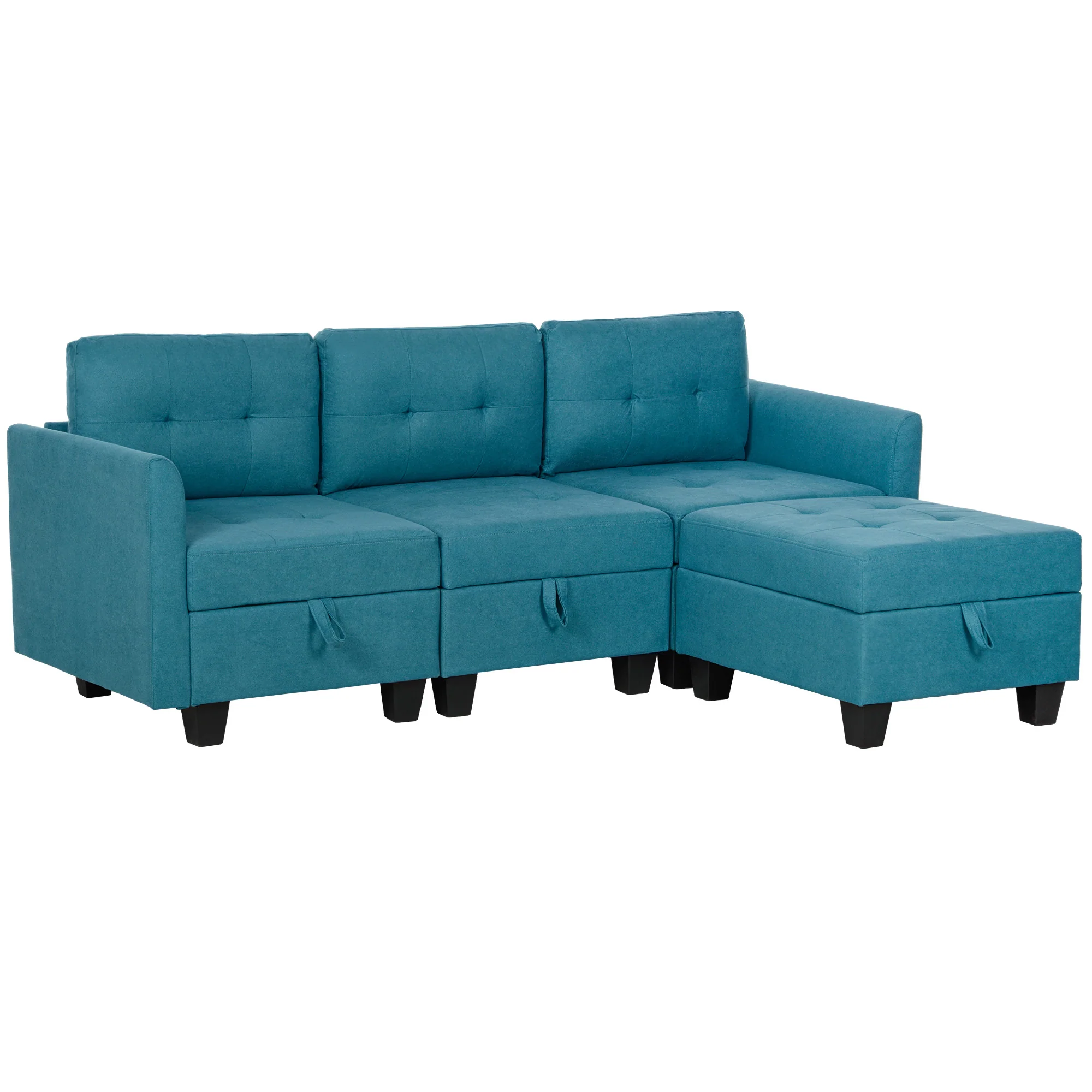 HOMCOM Convertible Modular Sectional Sofa w/ Storage Wood Frame - Image 10