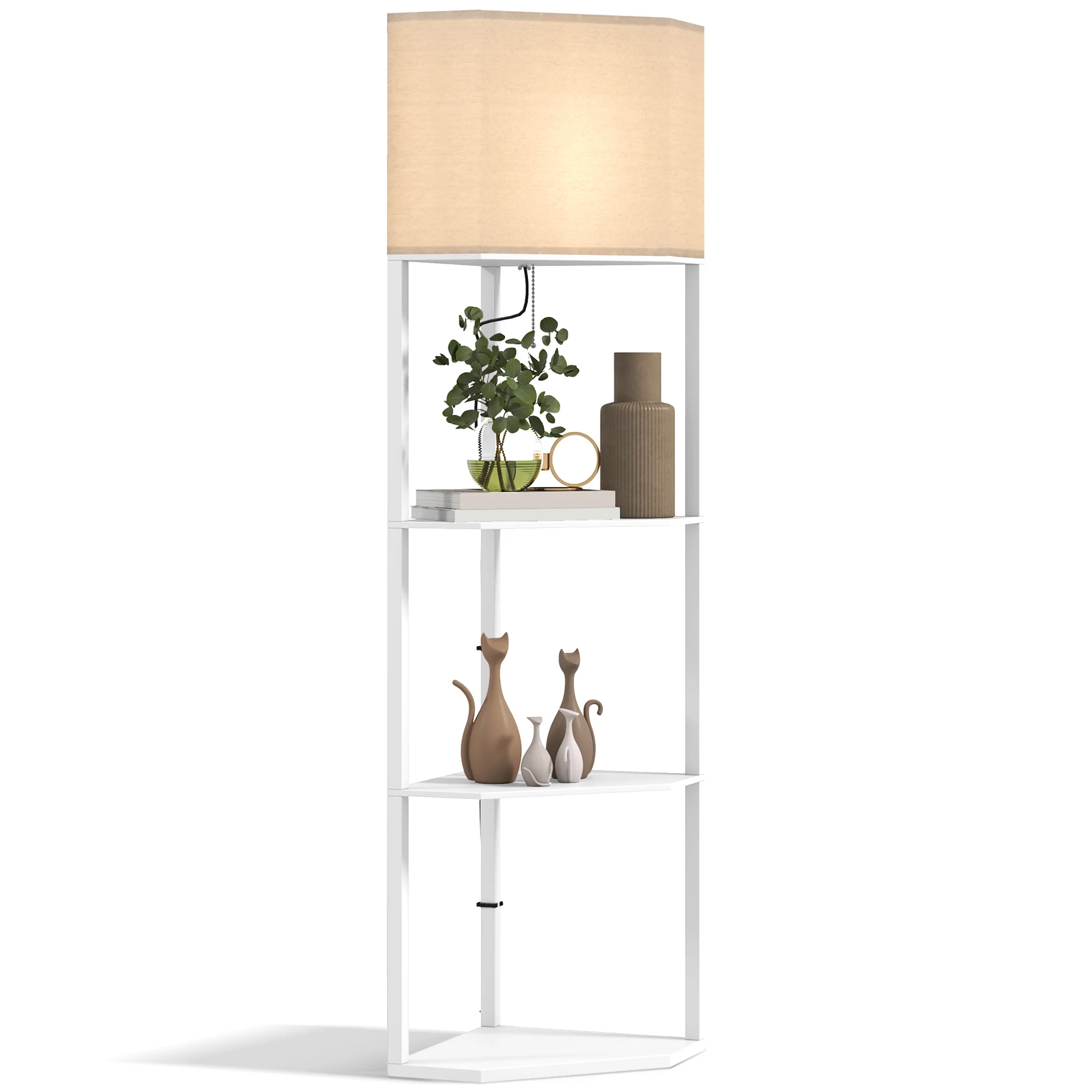 HOMCOM Corner Modern Floor Lamp With Shelves For Living Room, Bedroom - Image 10