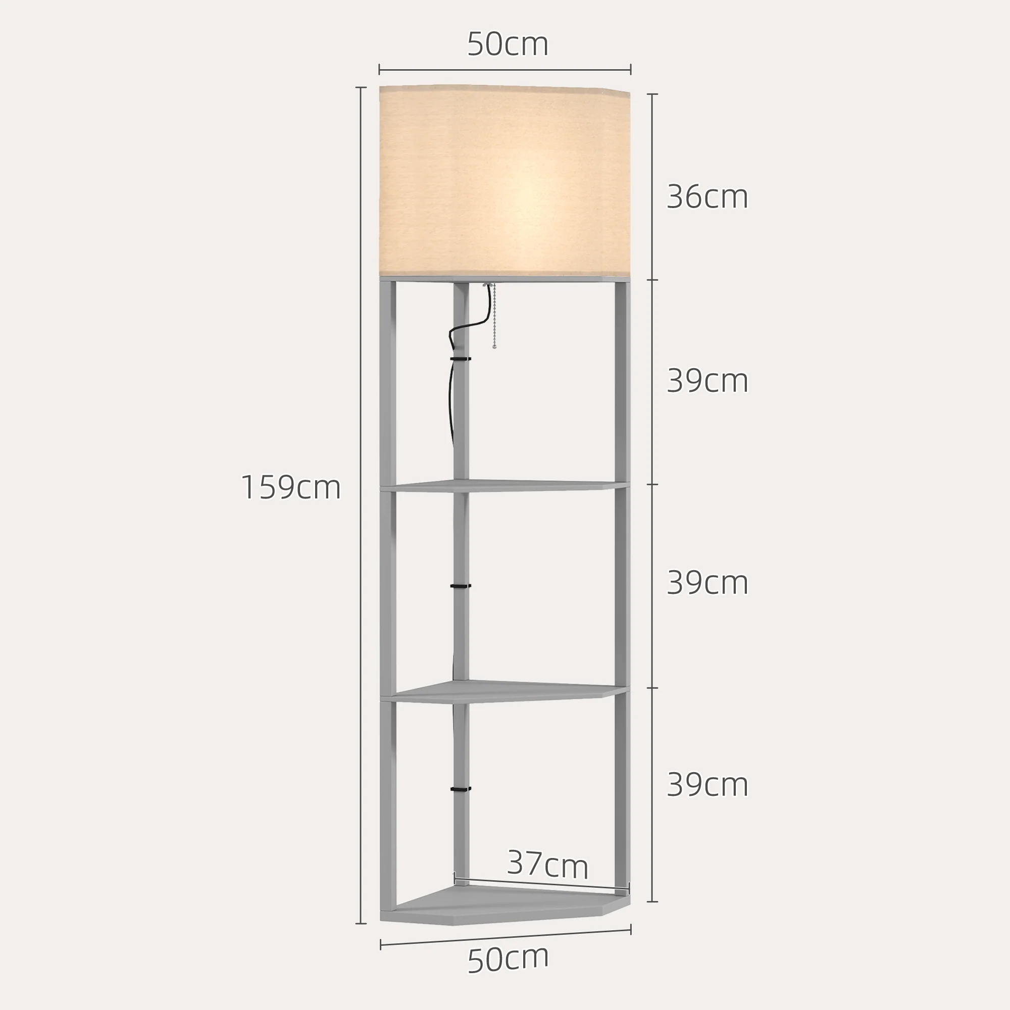 HOMCOM Corner Modern Floor Lamp With Shelves For Living Room, Bedroom - Image 5