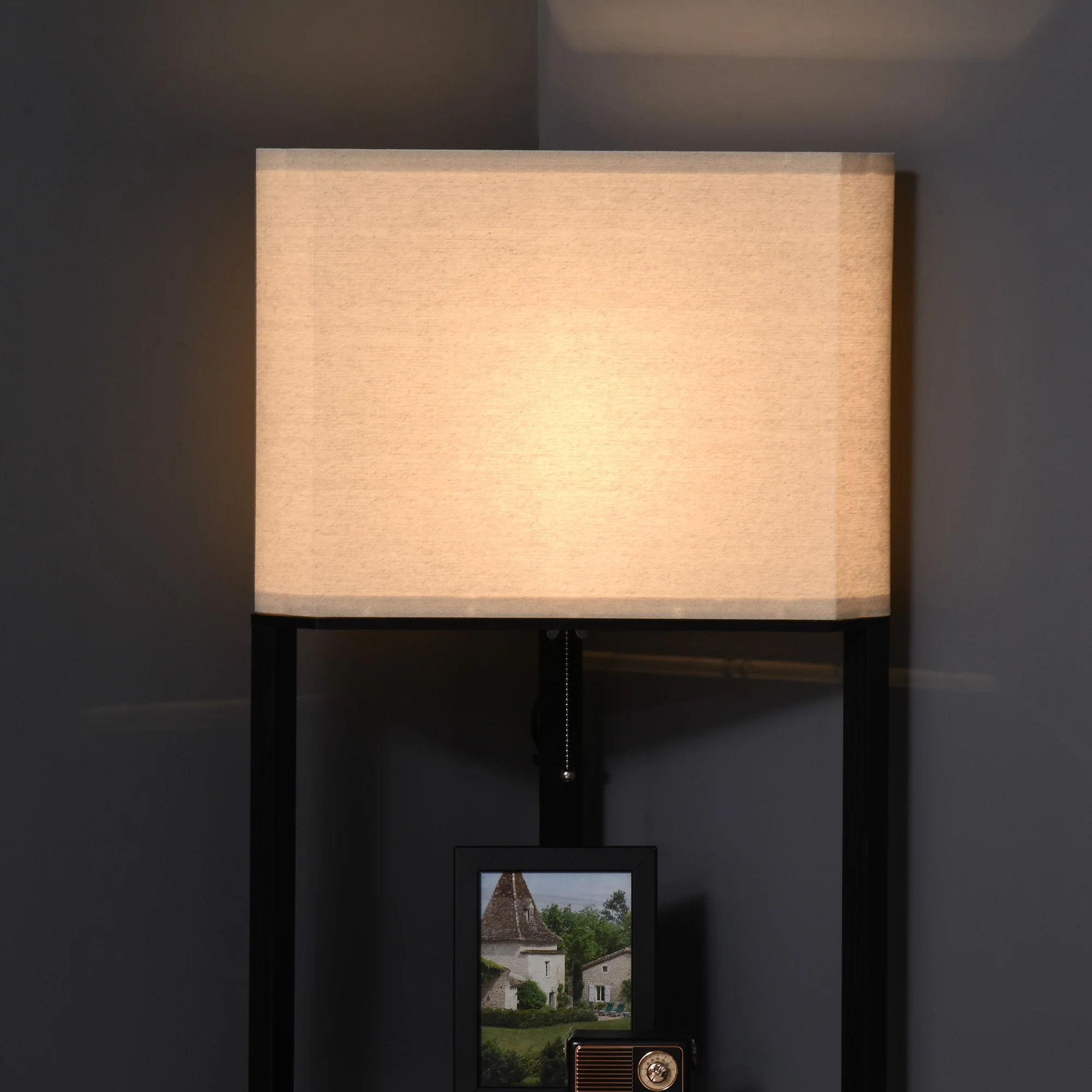 HOMCOM Corner Modern Floor Lamp with Shelves for Living Room, Bedroom, Black - Image 7