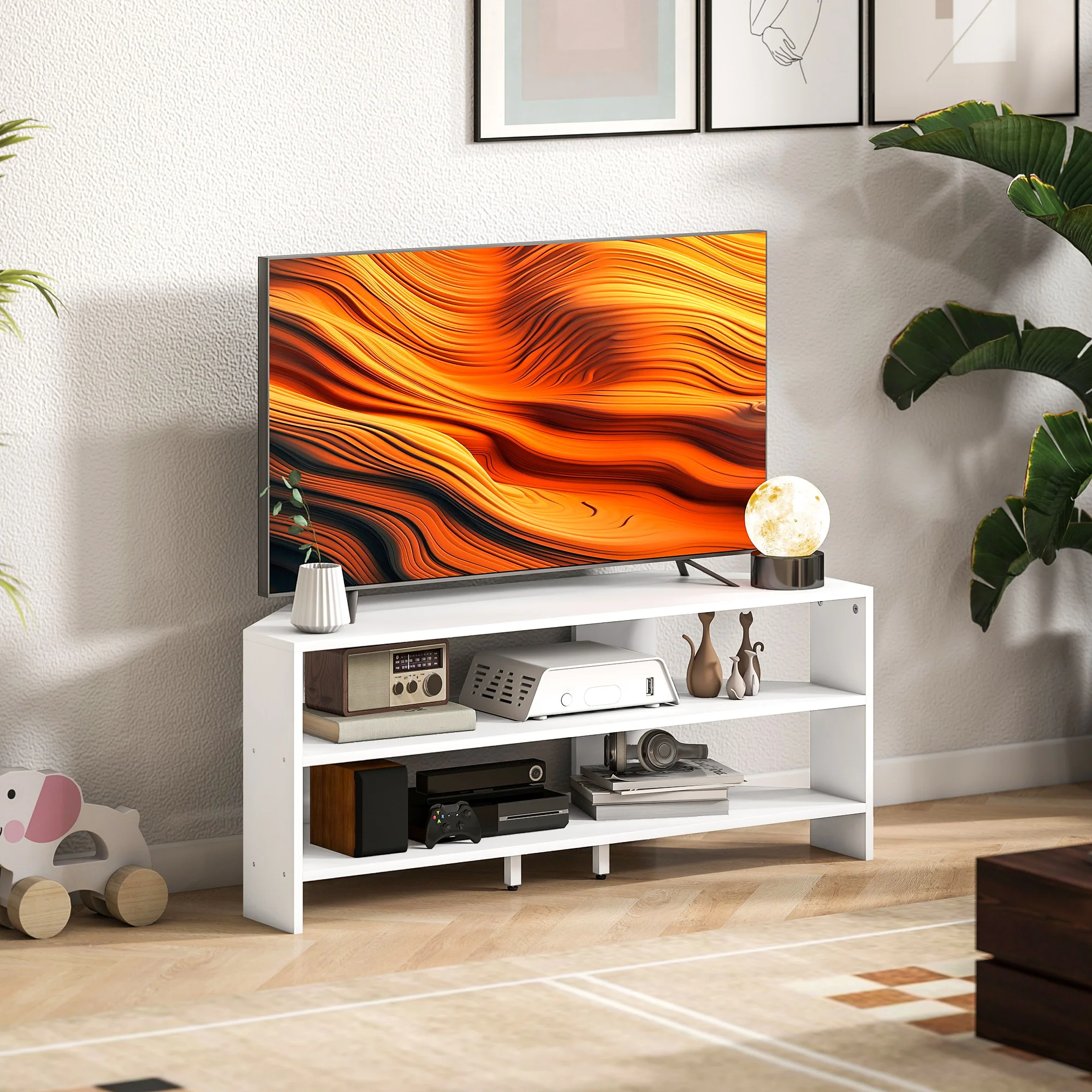 HOMCOM Corner TV Stand, TV Unit With Open Shelves For 47 Inch TV - Image 24