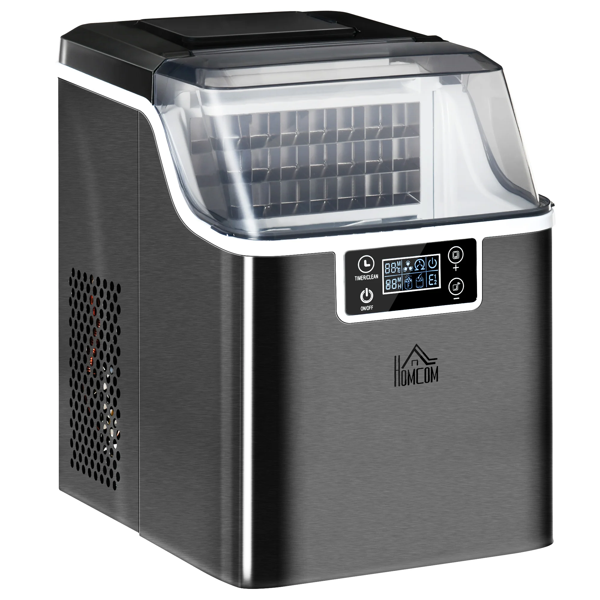 HOMCOM Counter Top Ice Maker Machine With Adjustable Cube Size Scoop Black