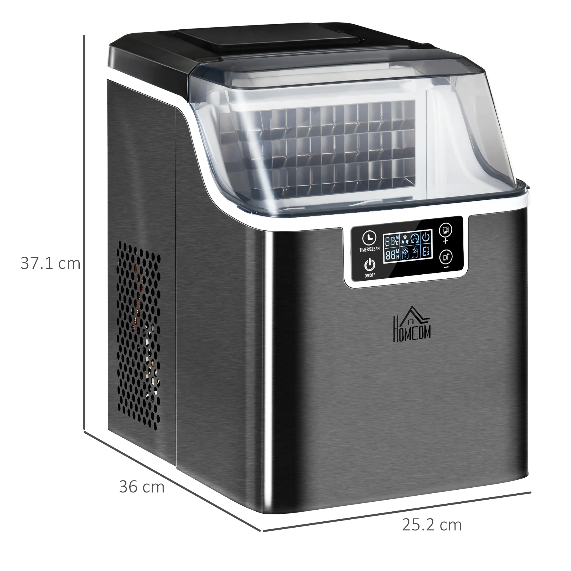 HOMCOM Counter Top Ice Maker Machine With Adjustable Cube Size Scoop Black - Image 6