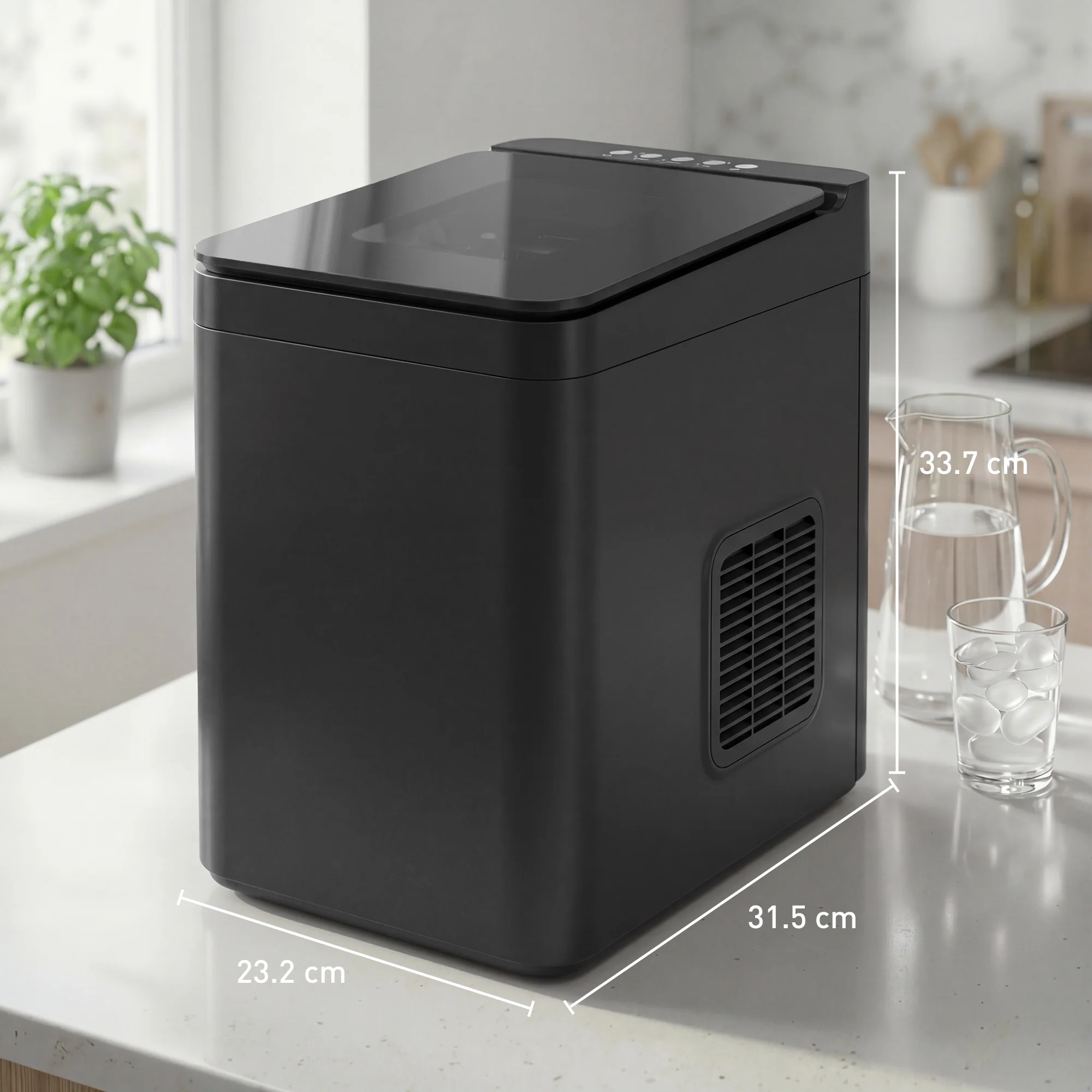 HOMCOM Countertop Ice Maker Machine Compact Ice Cube Maker With Scoop Black - Image 5