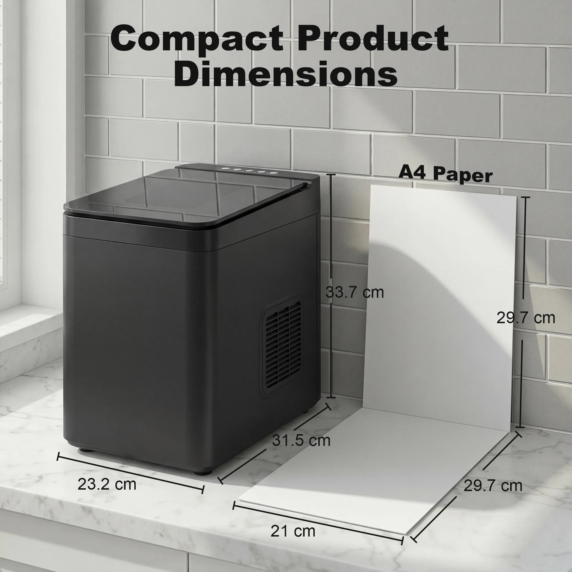 HOMCOM Countertop Ice Maker Machine Compact Ice Cube Maker With Scoop Black - Image 8