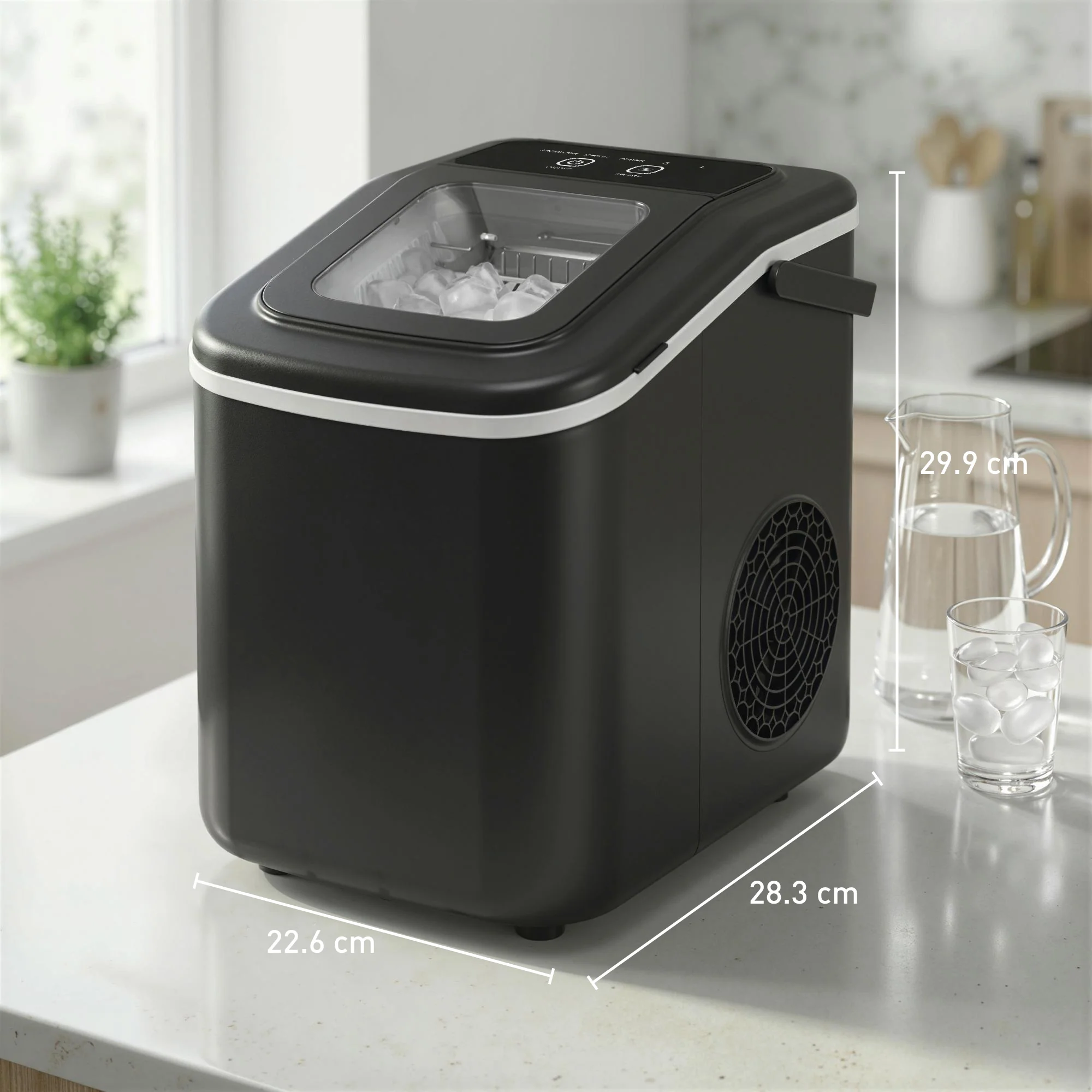 HOMCOM Countertop Ice Maker Machine Self-Cleaning 2 Sizes Black - Image 5